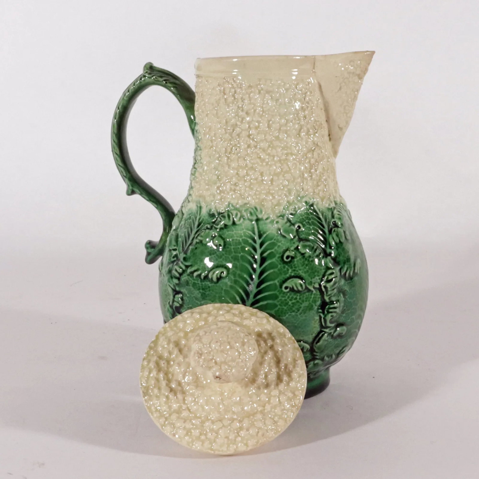 18th Century Staffordshire Creamware Cauliflower Milk Jug and Cover, Probably by William Greatbach/ - 4