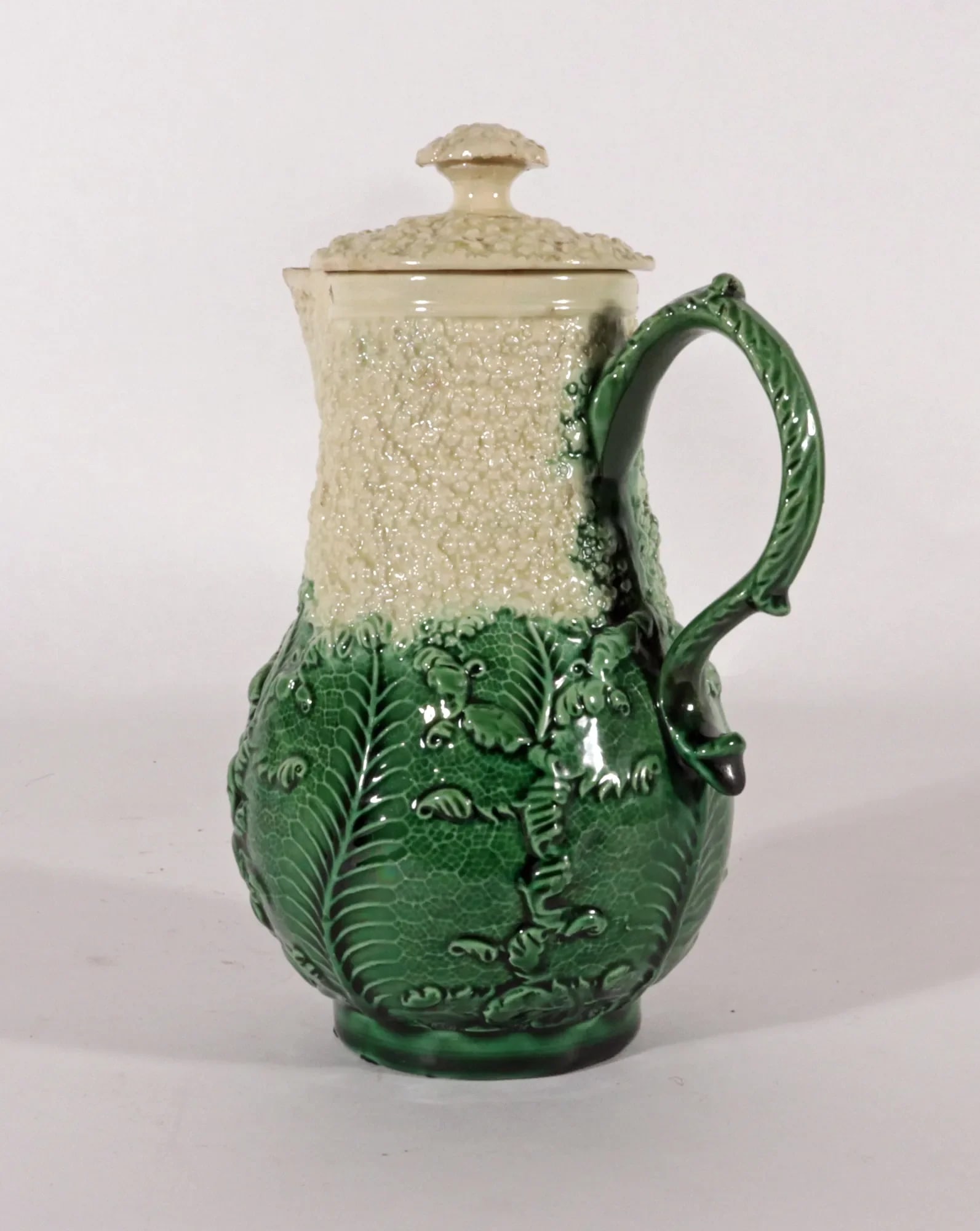 18th Century Staffordshire Creamware Cauliflower Milk Jug and Cover, Probably by William Greatbach/ - 5