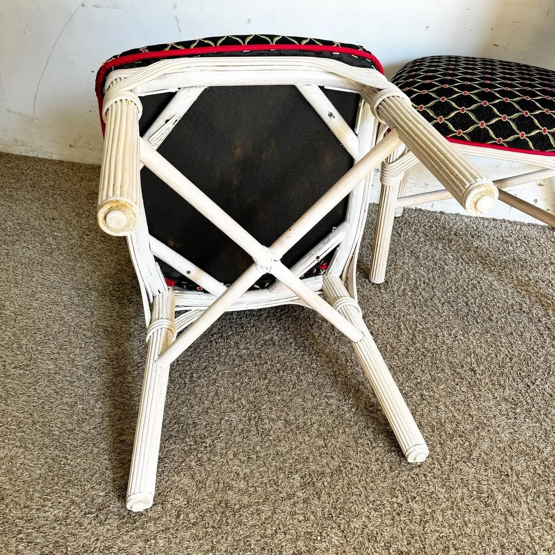 Coastal Sculpted White Washed Pencil Reed Dining Chairs - Set of 4 - 6