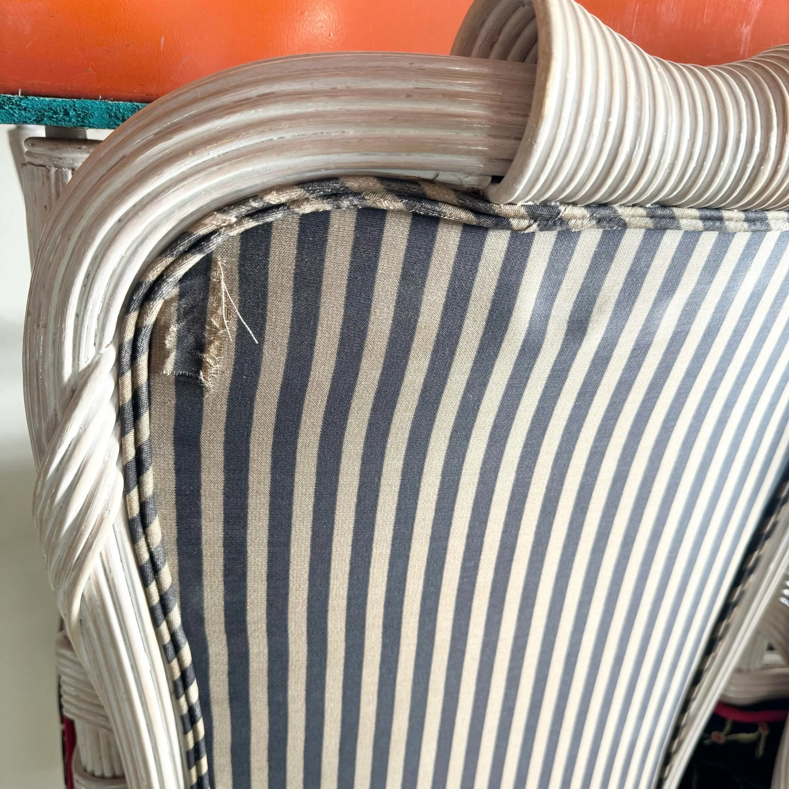 Coastal Sculpted White Washed Pencil Reed Dining Chairs - Set of 4 - 8
