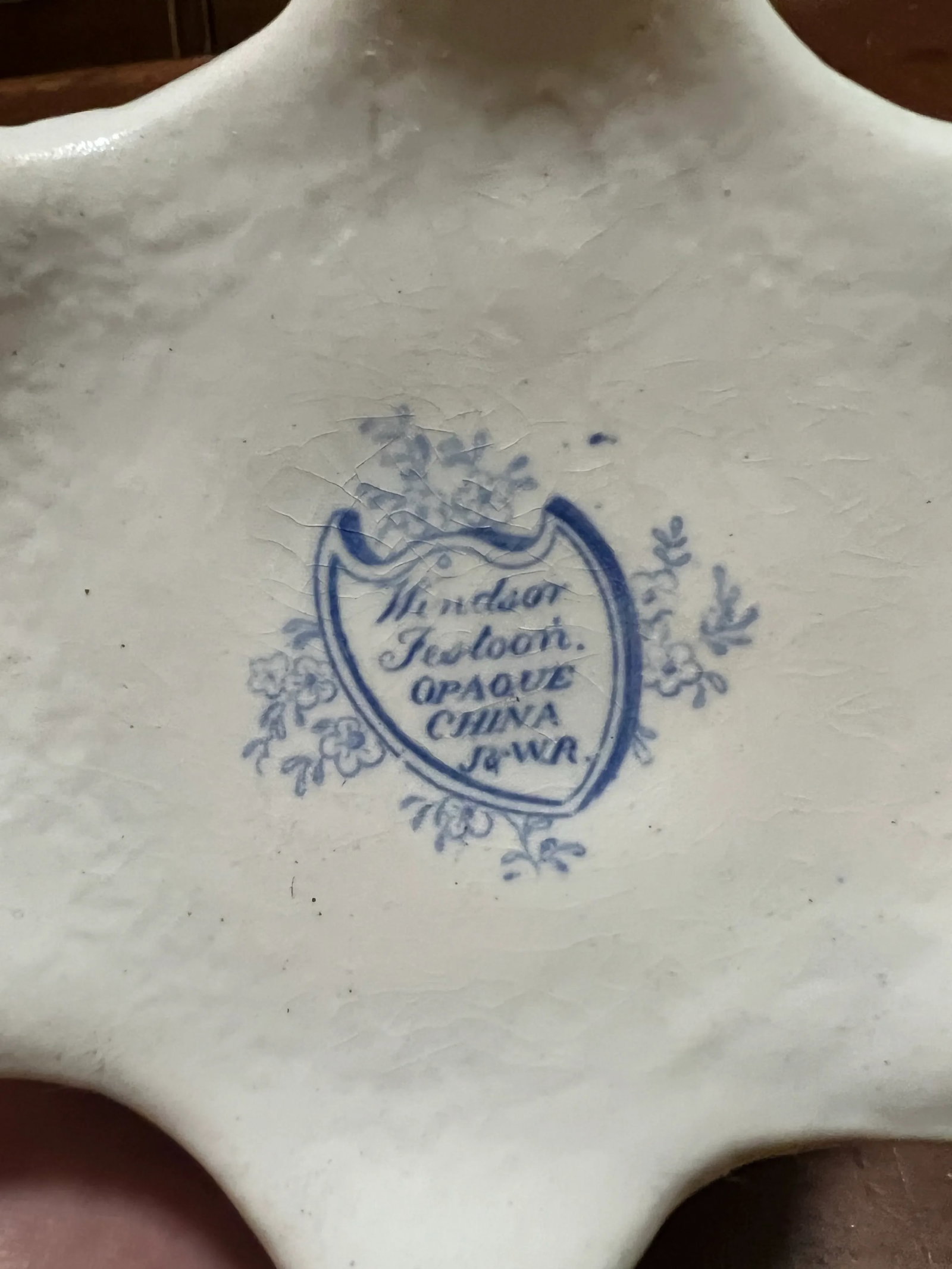 Antique English Staffordshire Blue Transfer Decorated Sauce Tureen "Windsor Festoon" - 12