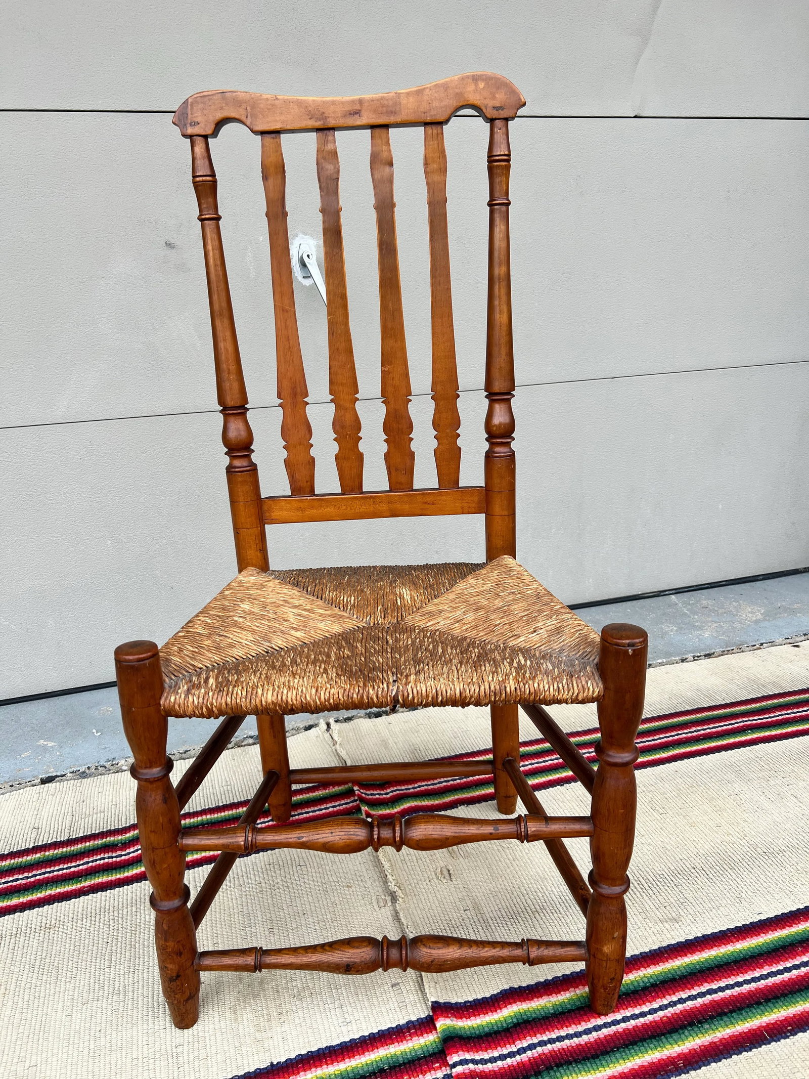 A Antique Country Bannister Back Side Chair, New England, Circa 1750's - 11