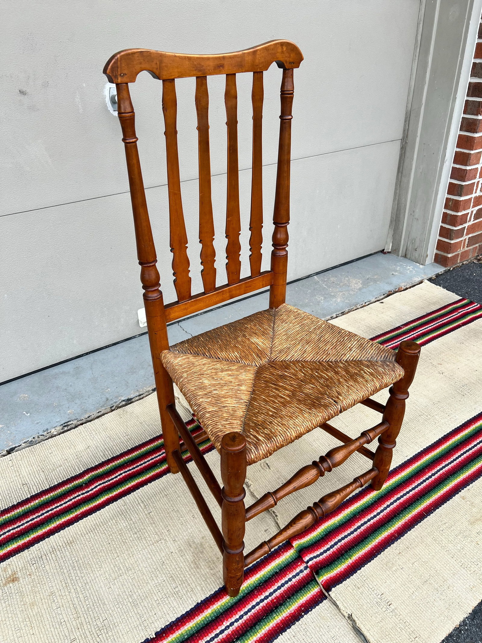 A Antique Country Bannister Back Side Chair, New England, Circa 1750's - 2