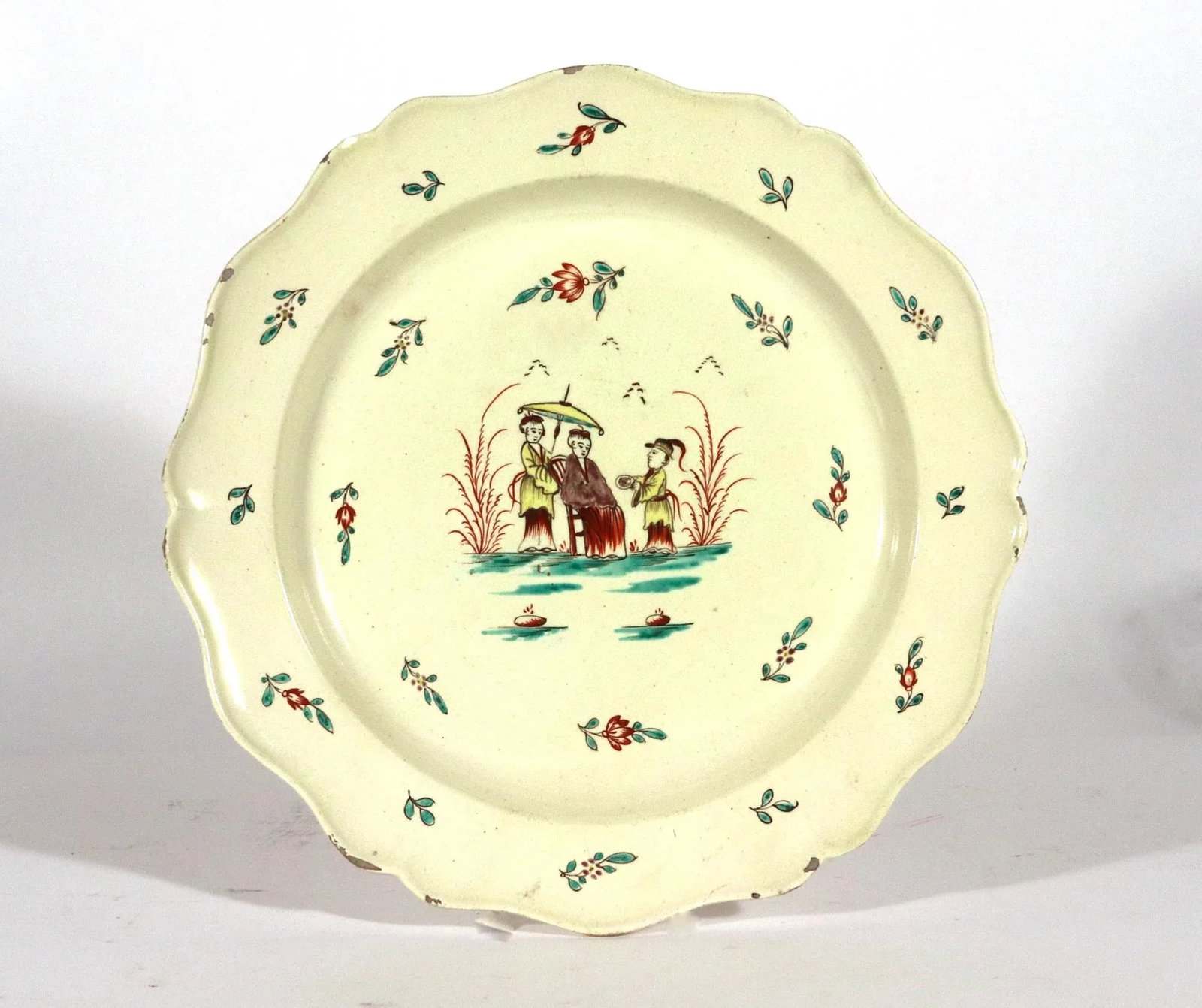 English Creamware Large Shaped Chinoiserie Dishes - 3