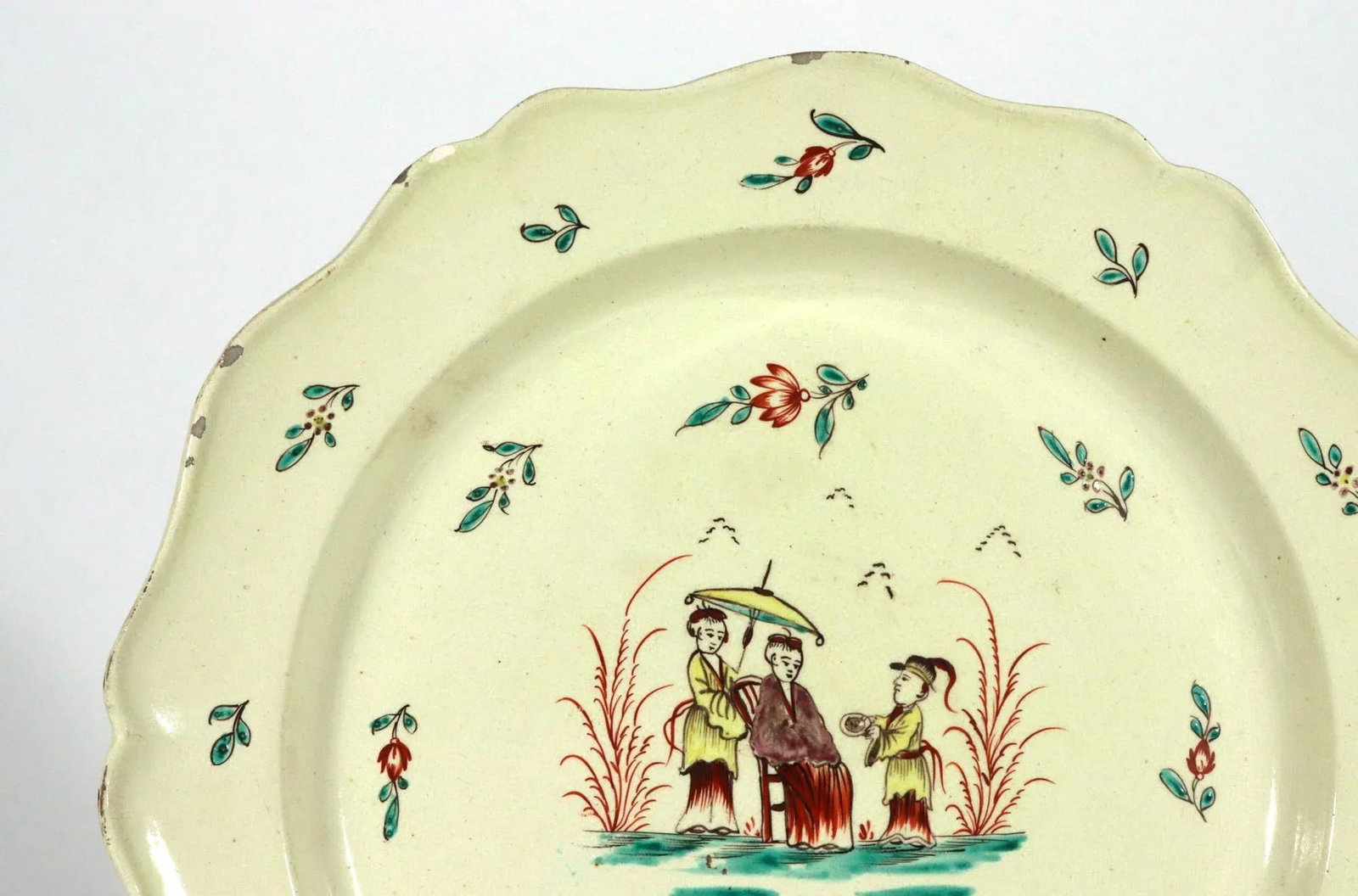 English Creamware Large Shaped Chinoiserie Dishes - 5