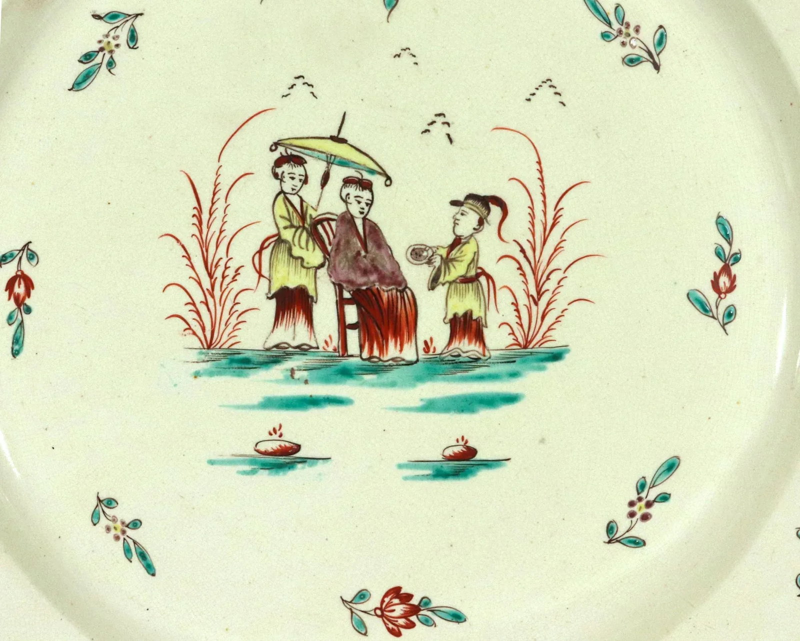 English Creamware Large Shaped Chinoiserie Dishes - 6