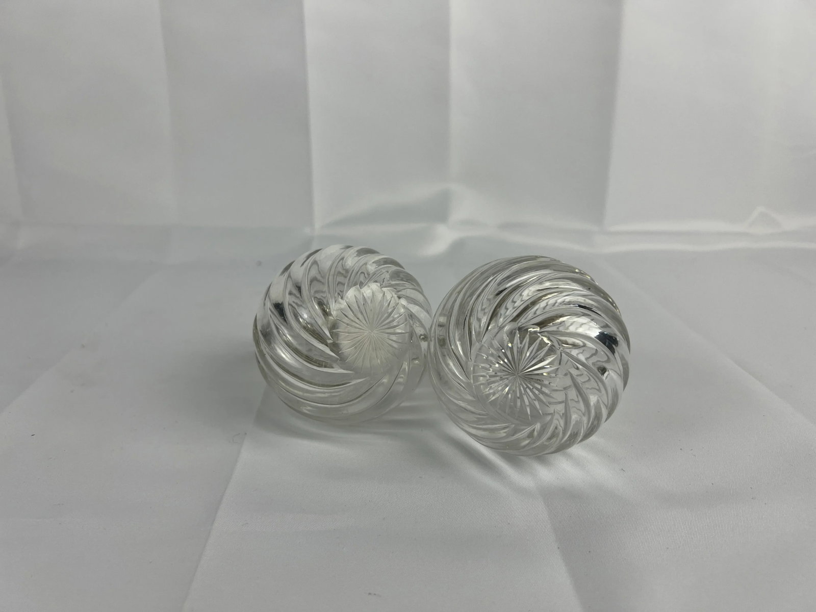 Pair, Horton & Allday Sterling Silver & Swirled Glass Perfume Bottles C. 1893 - 3