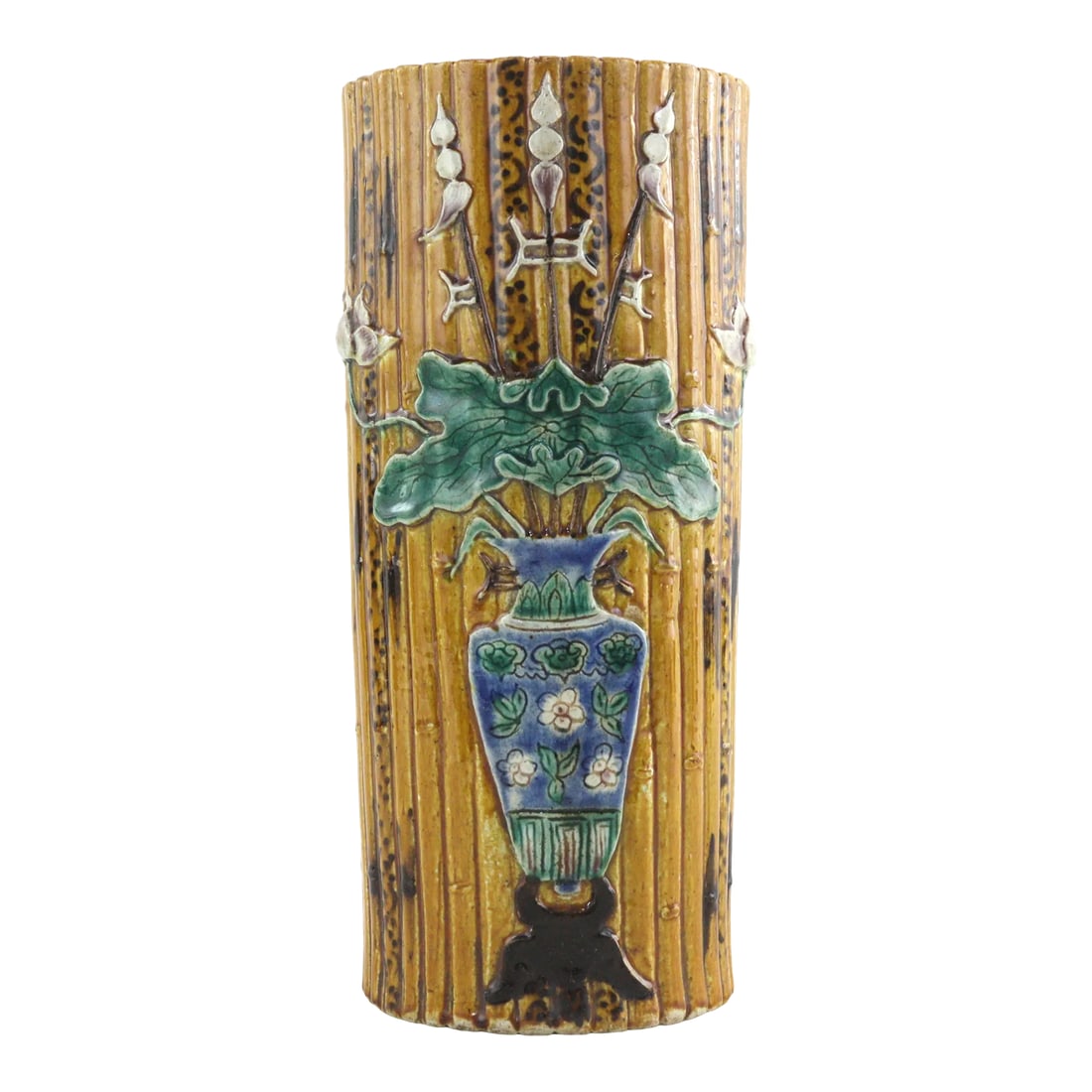 Faux Bamboo Vases in Porcelain. Chinese, Late 19th Century (1 of 9)