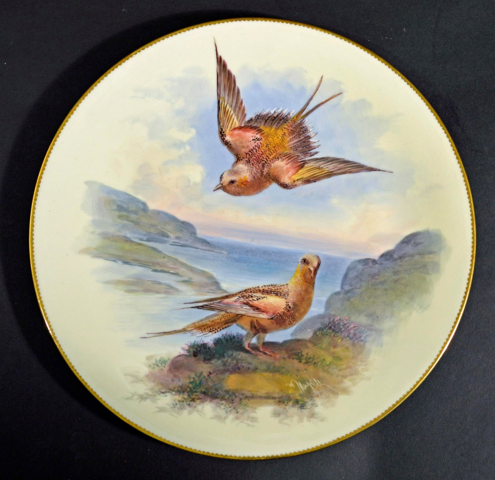 Antique English Minton Porcelain Cabinet Plates of Birds Signed by William Mussil, a Set of Six - 2