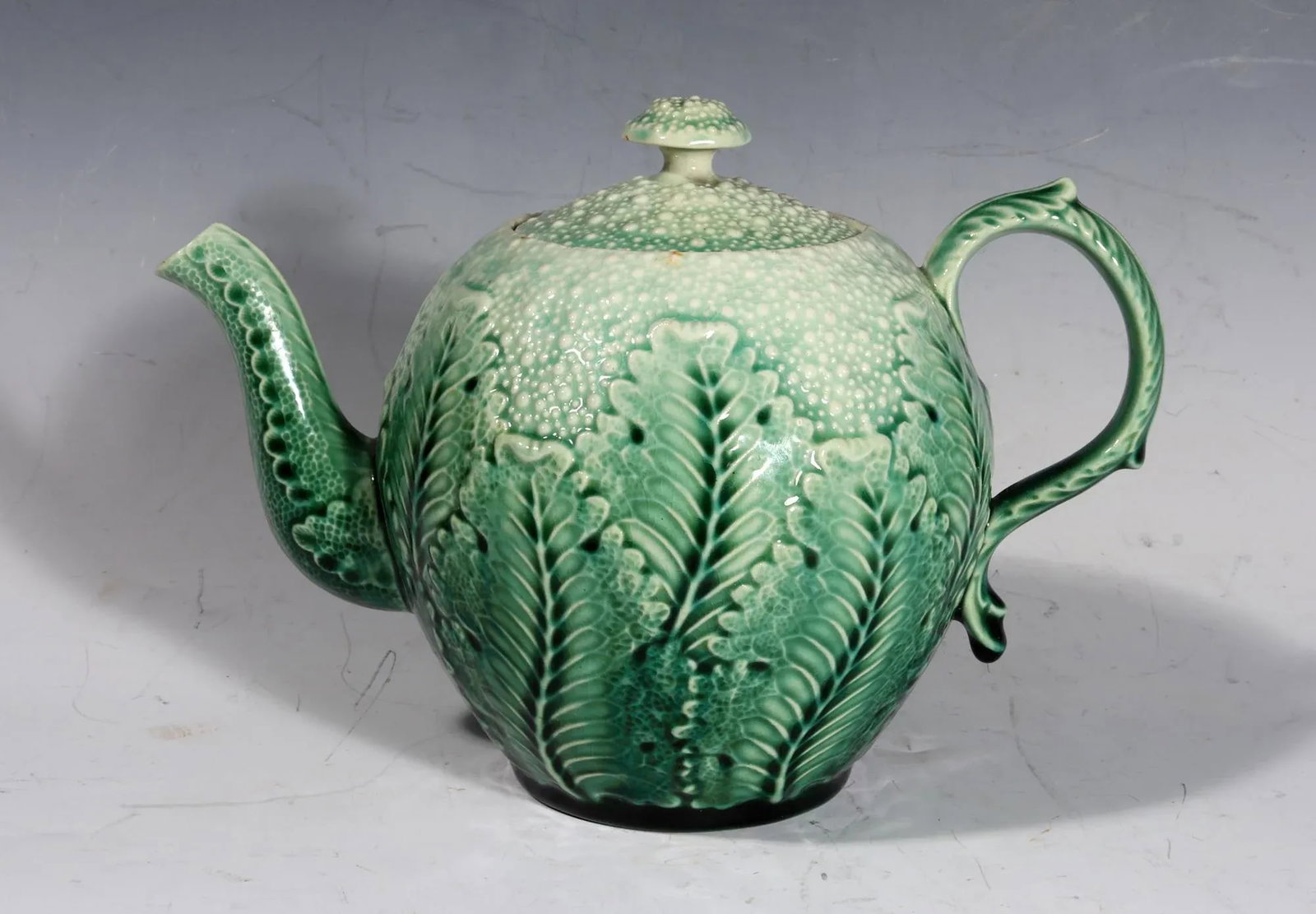 American Etruscan Majolica Teapot in the Form of a Cauliflower - 6