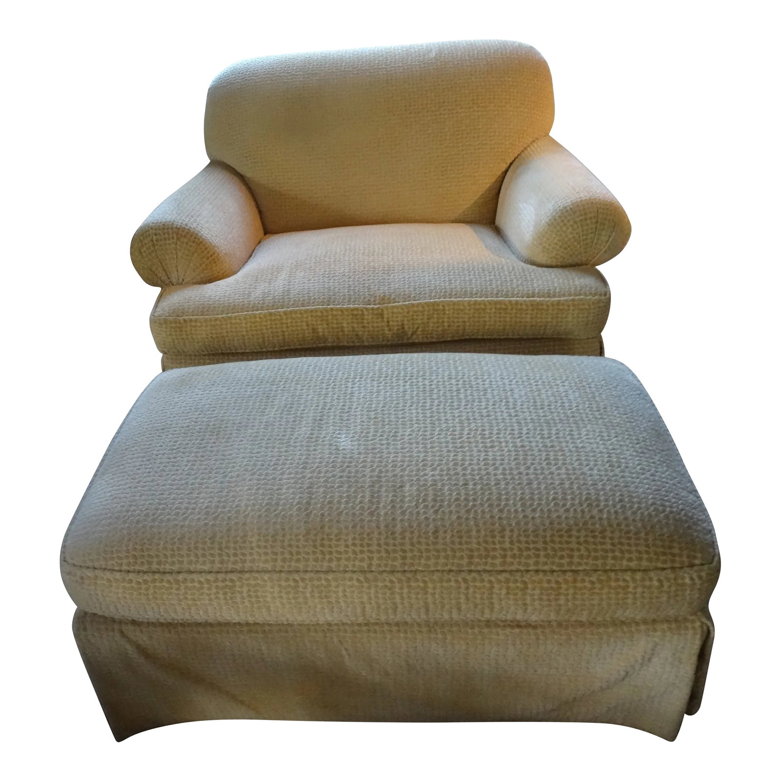 Custom Oversized Club Chair With Matching Ottoman: A Fabulous oversized club chair measuring 52" wide by JJ Custom Los Angeles. This was a bespoke order by Erika Brunson for a Beverly Hills Installation. Upholstered in a Chenille Fabric with a