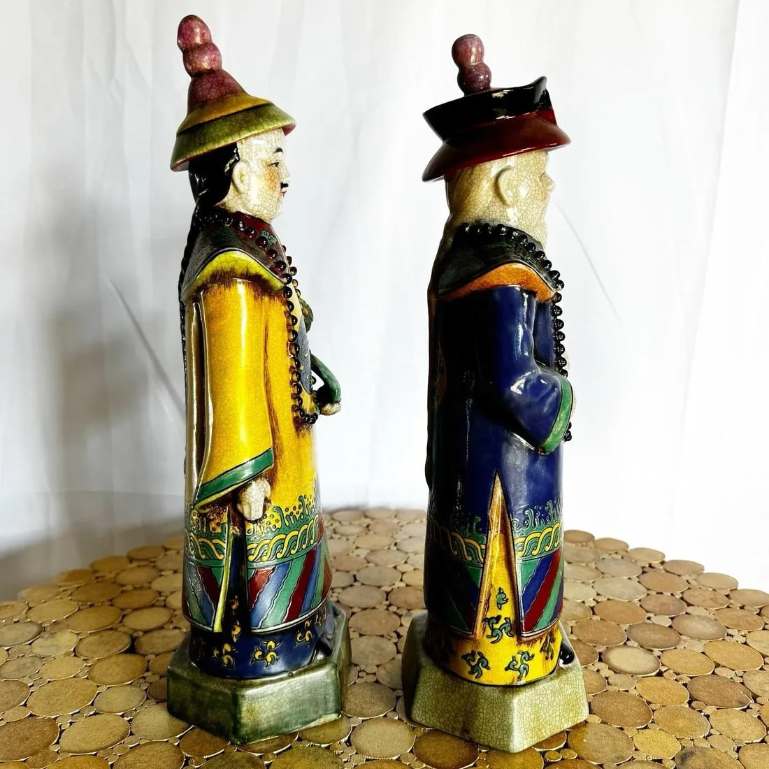 Chinese Hand Painted Porcelain Emperor Sculptures - 2 Pieces - 3