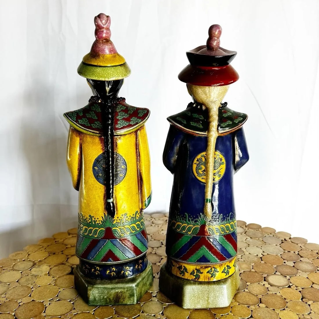 Chinese Hand Painted Porcelain Emperor Sculptures - 2 Pieces - 4