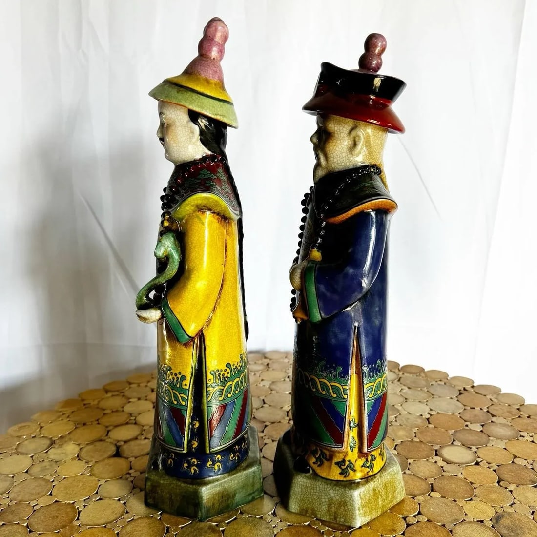 Chinese Hand Painted Porcelain Emperor Sculptures - 2 Pieces - 5