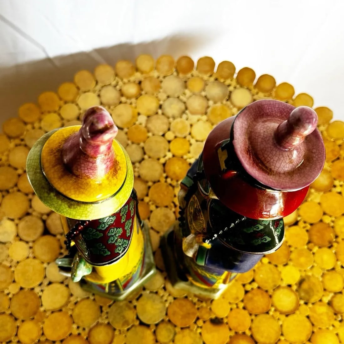 Chinese Hand Painted Porcelain Emperor Sculptures - 2 Pieces - 6