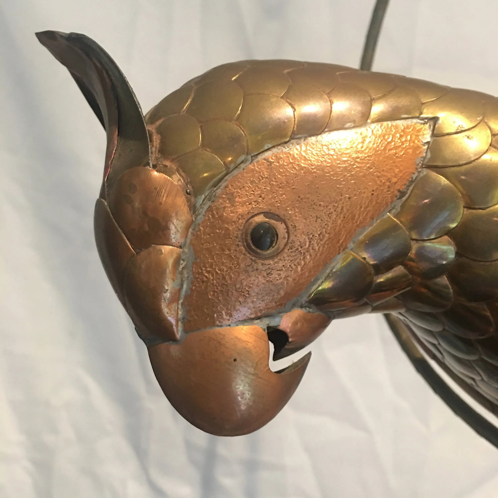 Sergio Bustamante Attributed Parrot Bird Sculpture on Perch Brass & Copper - 2