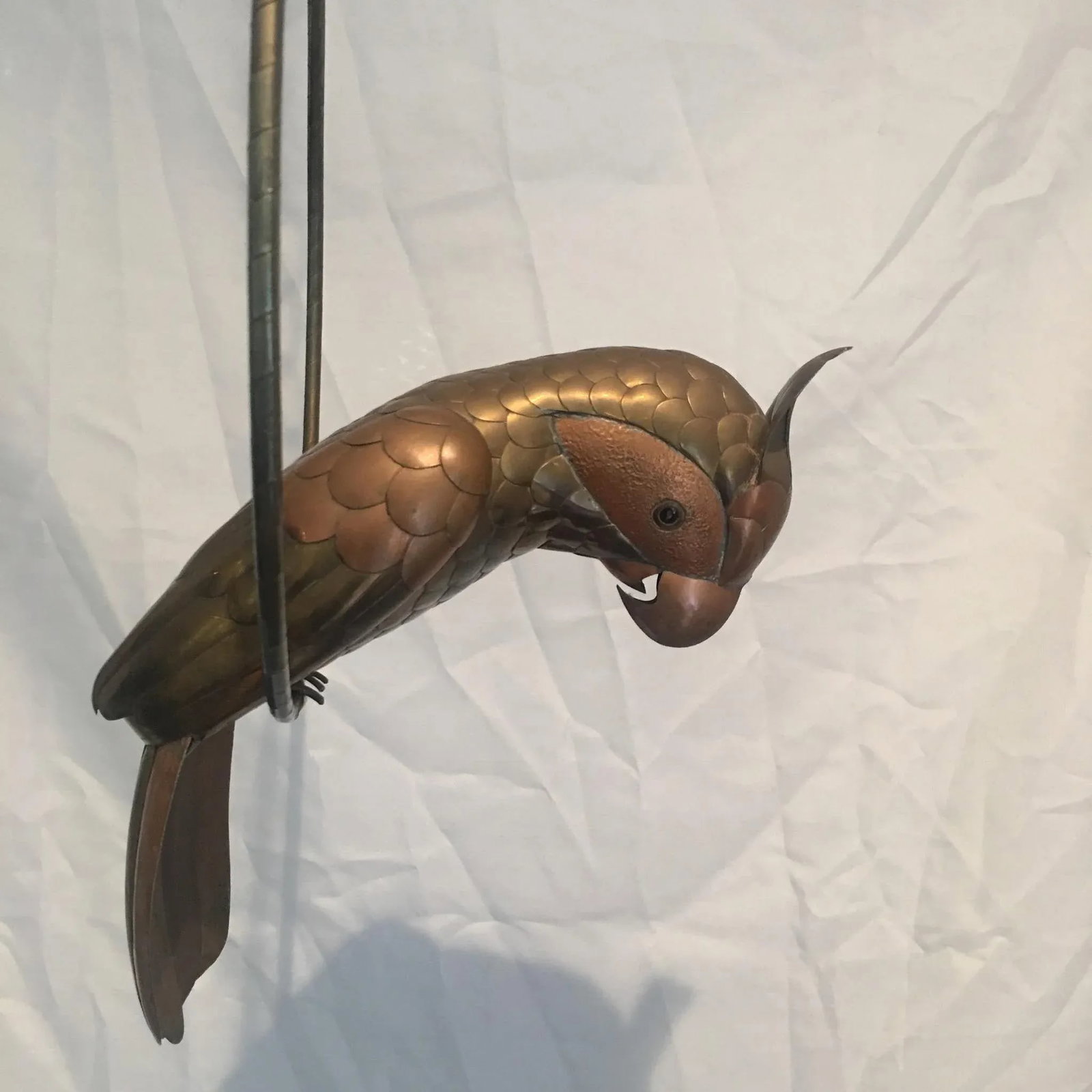 Sergio Bustamante Attributed Parrot Bird Sculpture on Perch Brass & Copper - 5