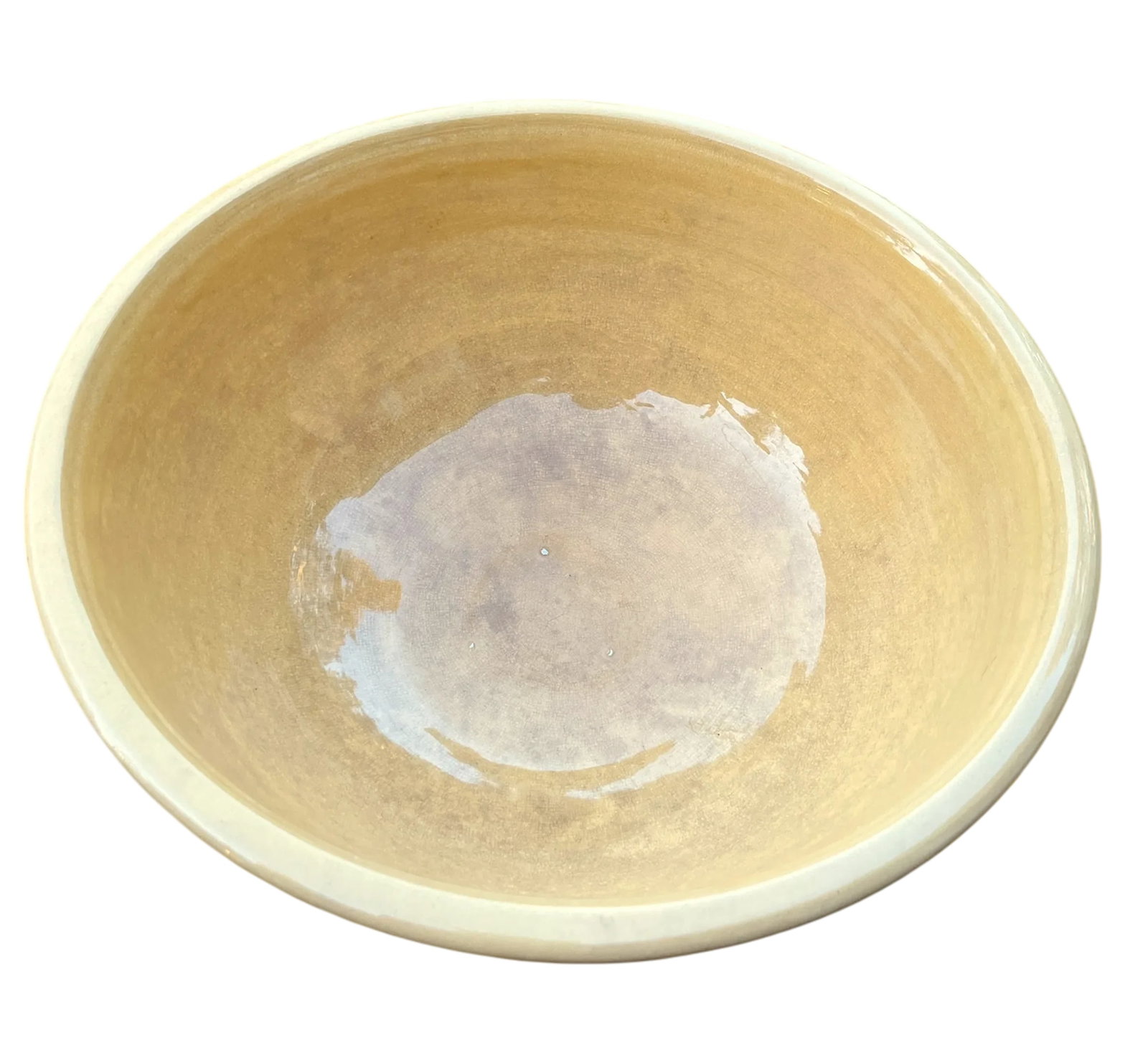 Largest Antique Weller Pottery #16 Yellow Ware Striped Farmhouse Bowl - 3