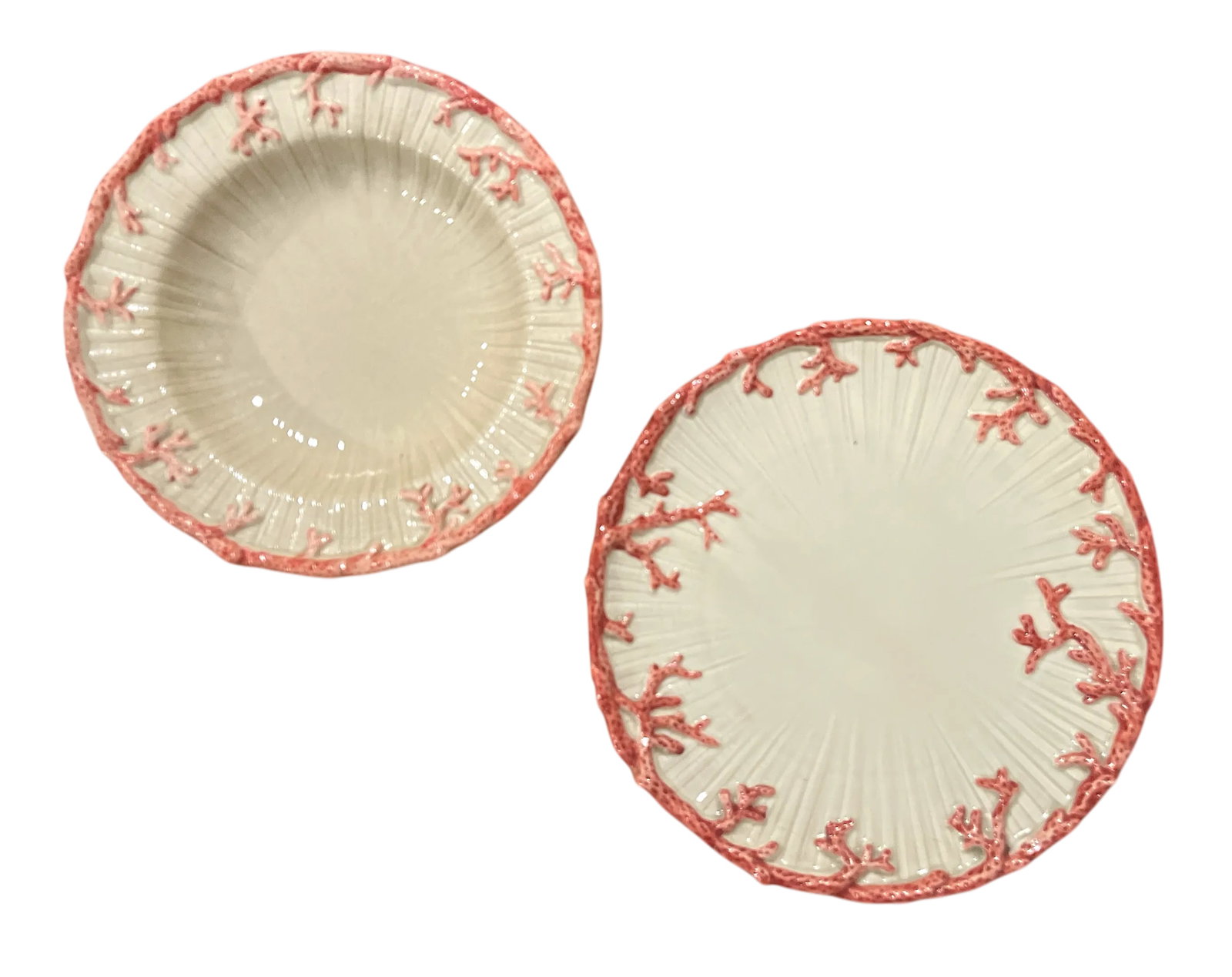 1970s Fitz & Floyd Oceana Nautilus Dinner Plates and Soup Salad Bowls - Set of 4 - 2