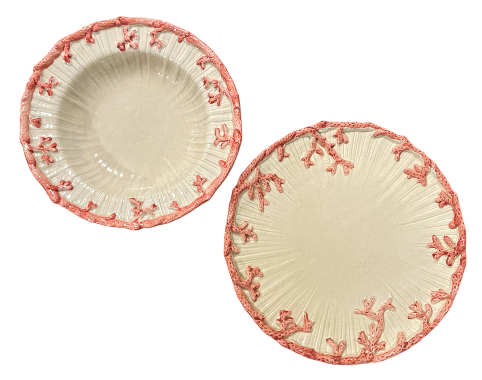 1970s Fitz & Floyd Oceana Nautilus Dinner Plates and Soup Salad Bowls - Set of 4 - 3