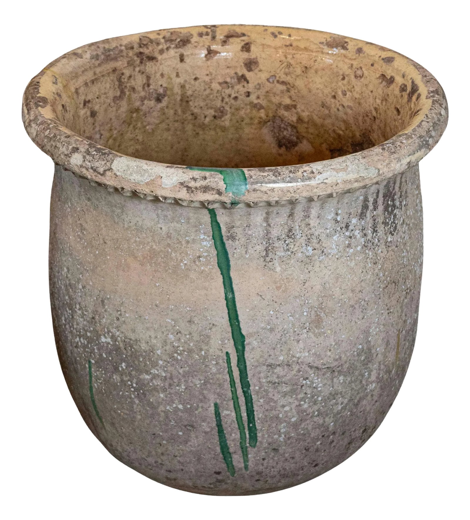 19th Century French Biot Jar: This authentic 19th Century French Biot jar is a stunning example of traditional ProvenÃ§al pottery. Crafted from terracotta, this jar was originally used to store olives or oil, embodying
