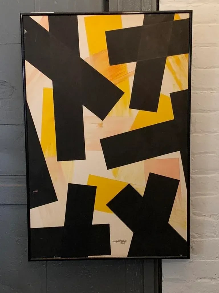 Angelo Testa Abstract Marigold and Black Hard-Edge Color Field Painting, 1962, Framed - 2