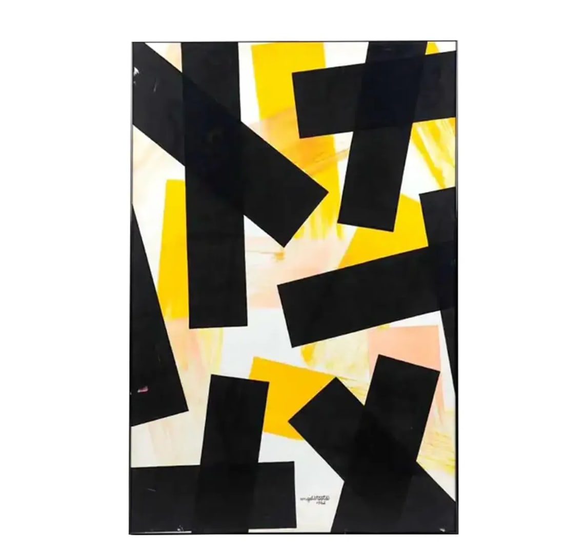 Angelo Testa Abstract Marigold and Black Hard-Edge Color Field Painting, 1962, Framed - 3
