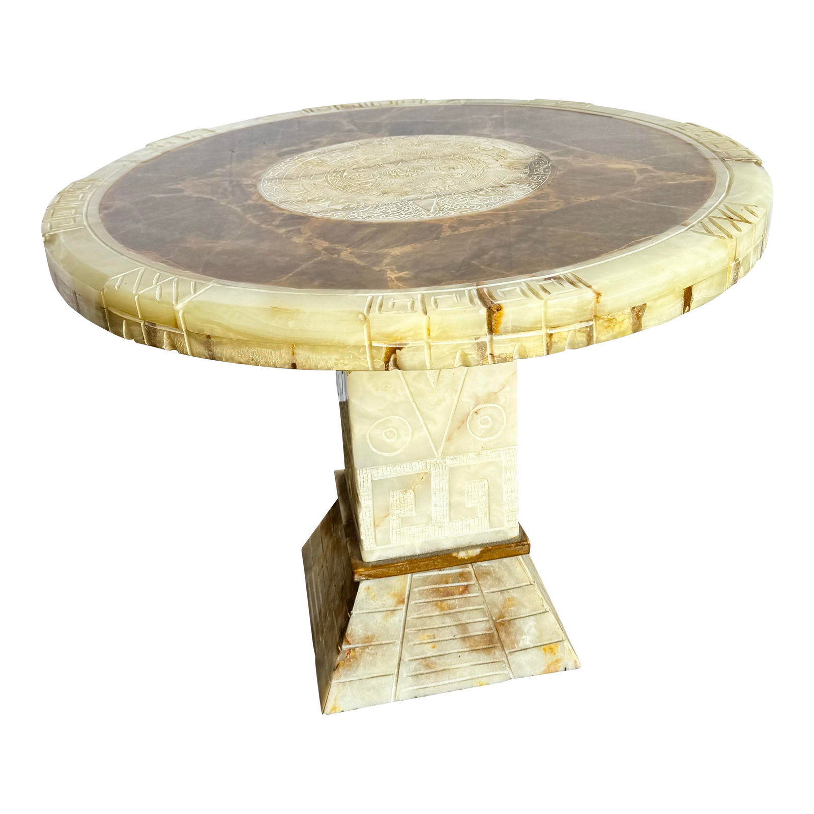 Hand Carved Mexican Green Onyx Side Table (1 of 8)