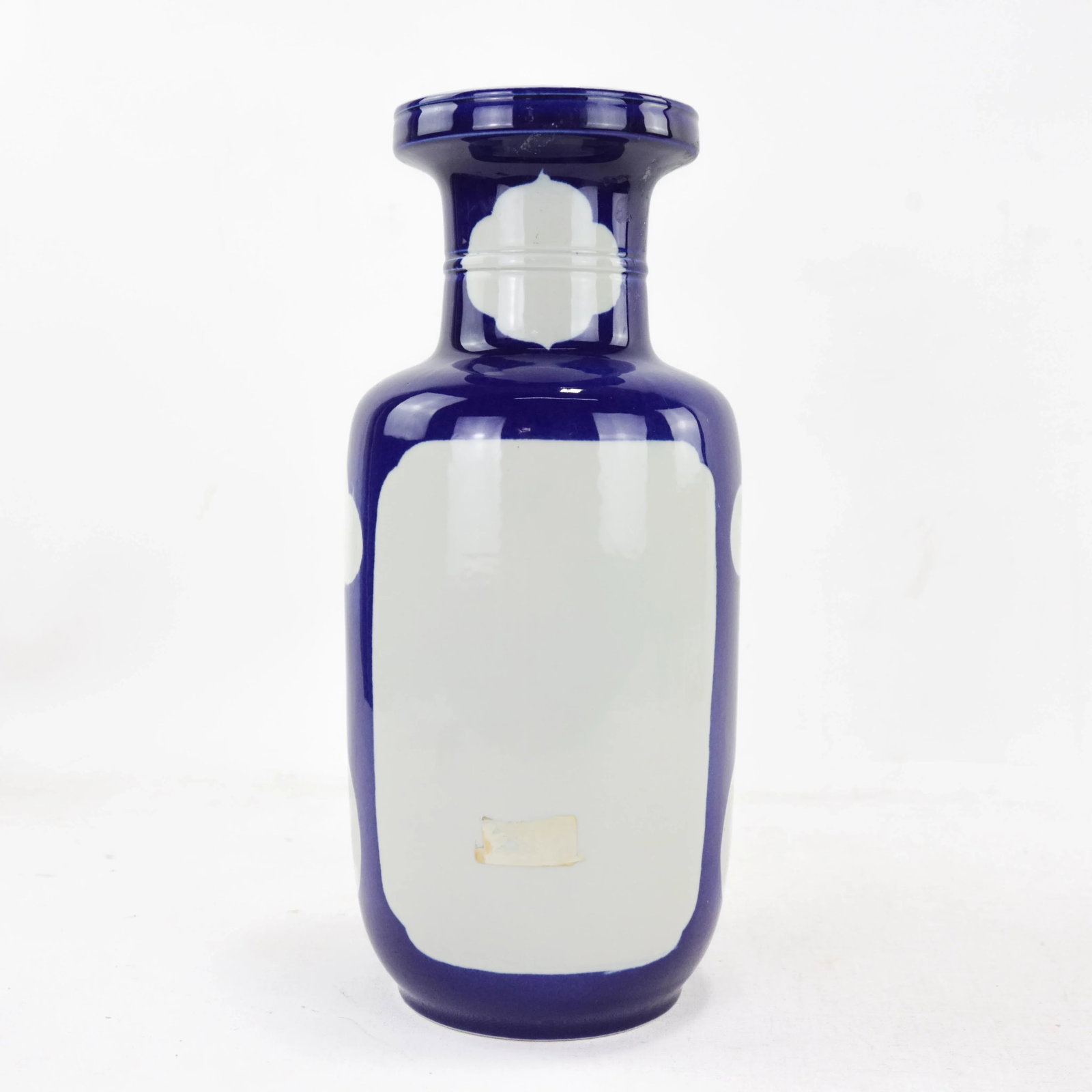 Vintage Unique Chinese Monochrome Blue and White Porcelain Vase - 3