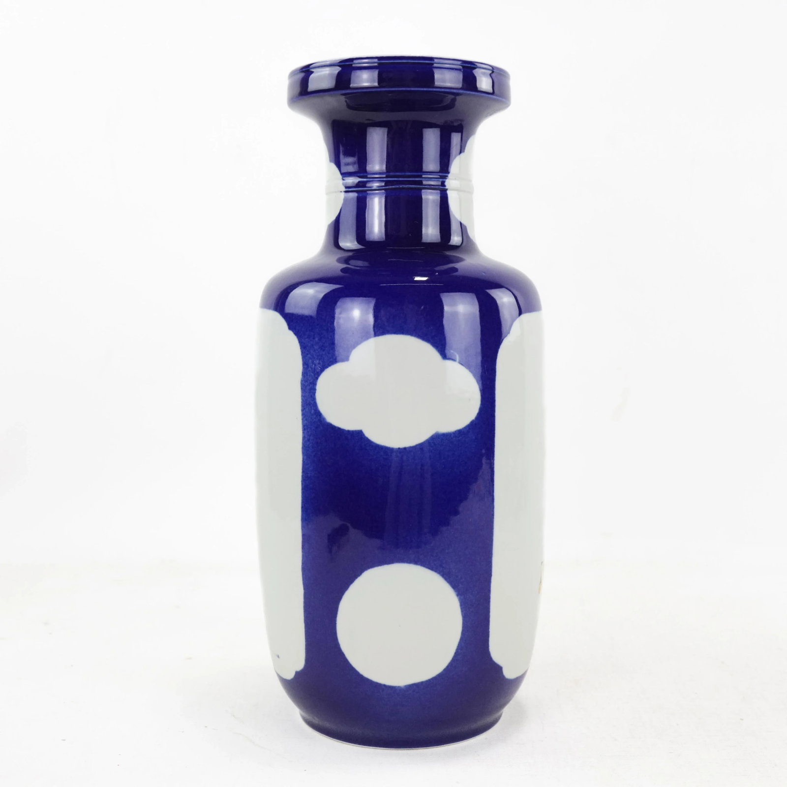 Vintage Unique Chinese Monochrome Blue and White Porcelain Vase - 4