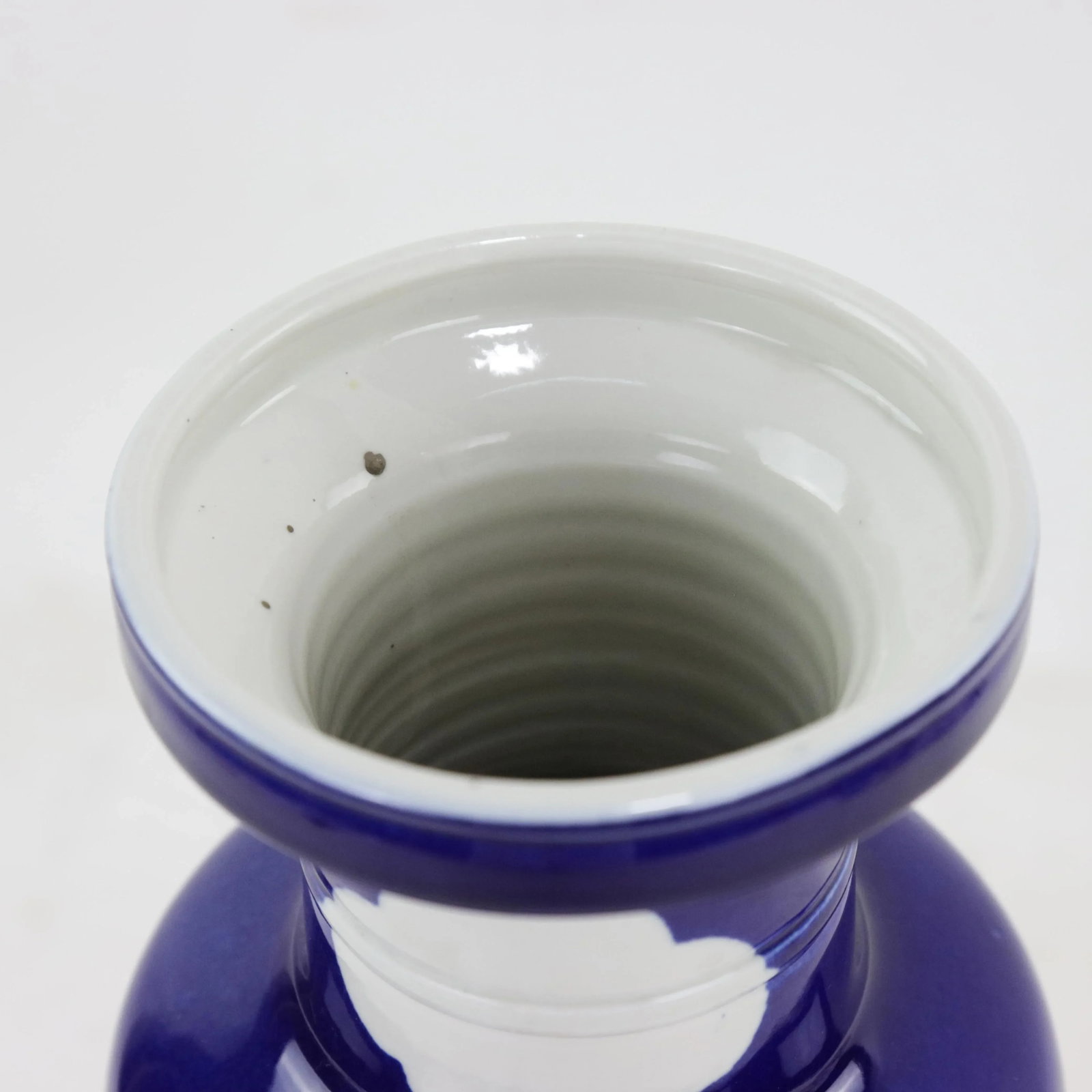 Vintage Unique Chinese Monochrome Blue and White Porcelain Vase - 5
