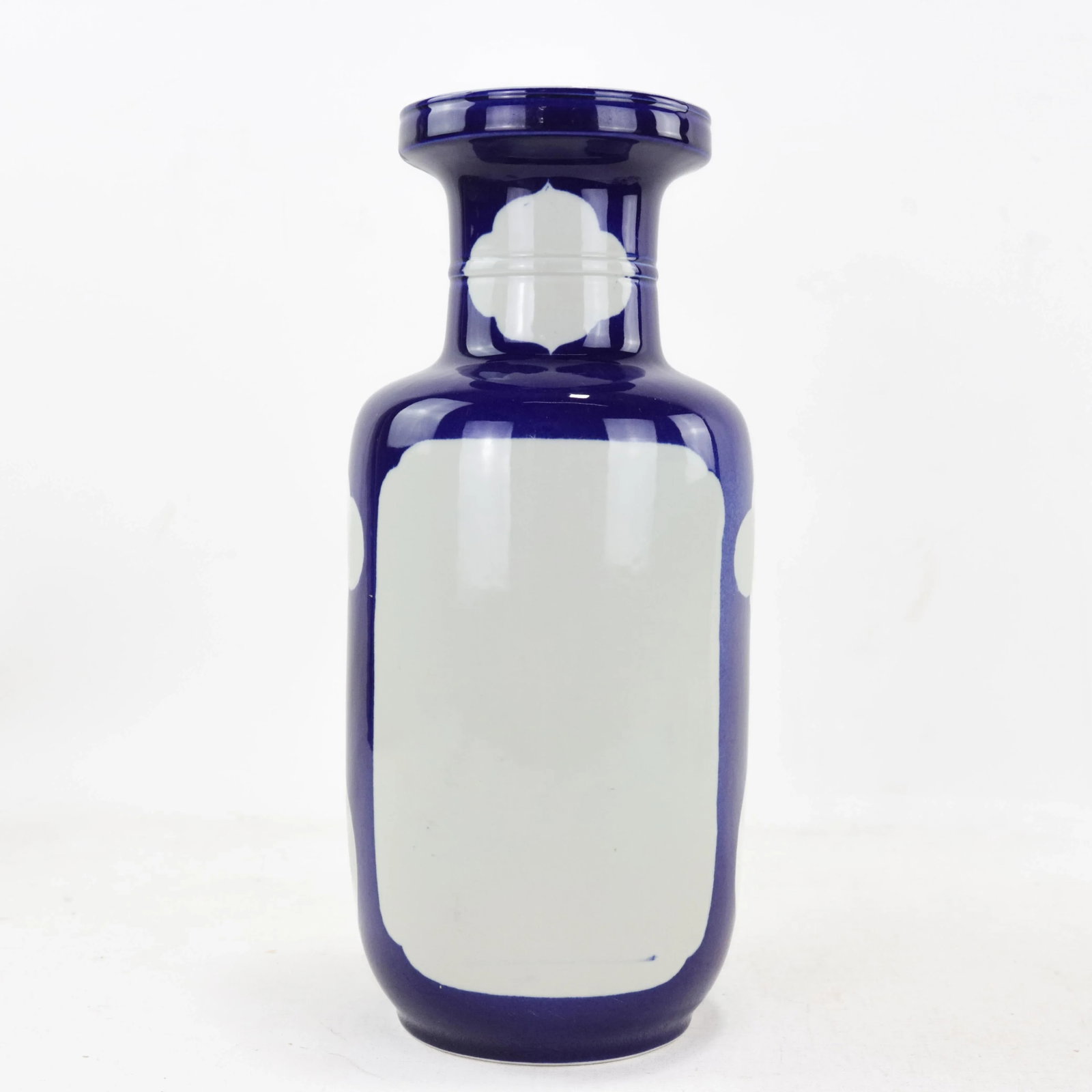 Vintage Unique Chinese Monochrome Blue and White Porcelain Vase - 9