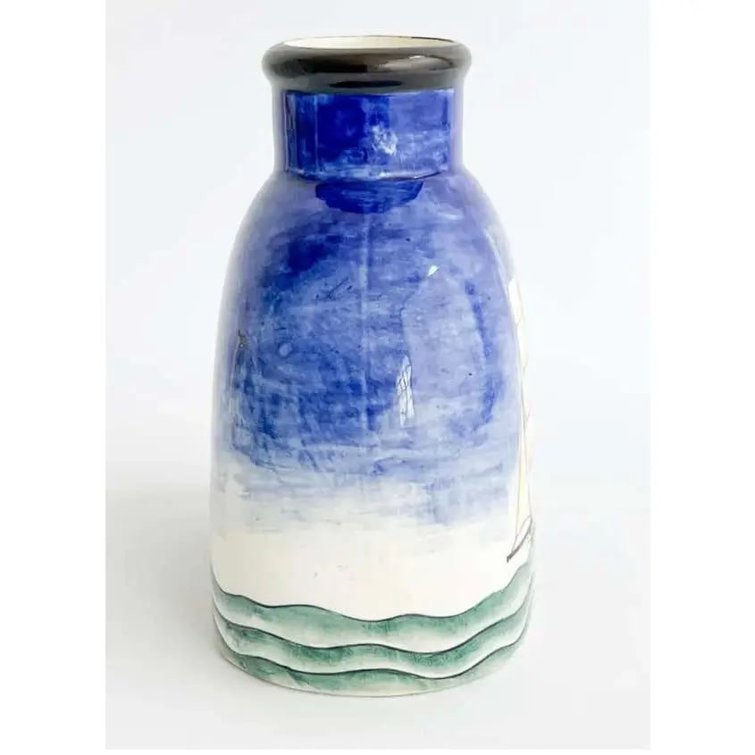 Gio Ponti for Richard Ginori Maritime Vase, Seascape With Boat, Italy, 1930 - 6