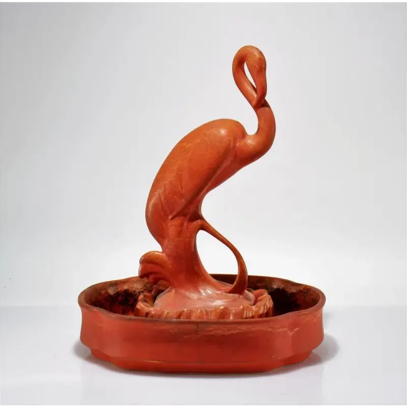 Waylande Gregory for Cowan Pottery Coral Flamingo Centerpiece Planter Set 1929 - 3