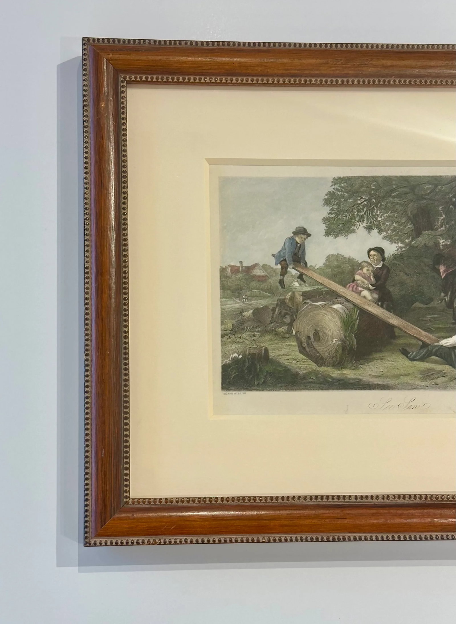 See Saw, Original Framed Engraving, C. 1850 - 3