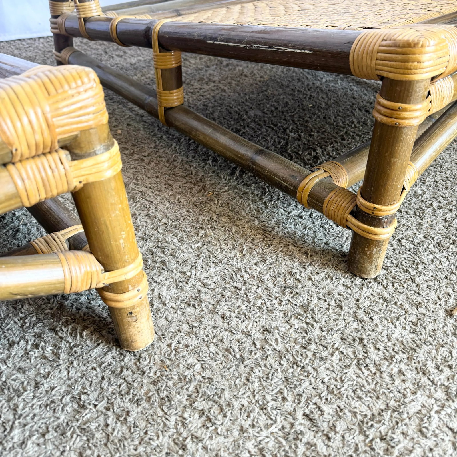 Boho Chic Bamboo Wicker Modular Sofa, Lounge Chair and Side Table Set by Calif-Asia - 5 Pieces - 10