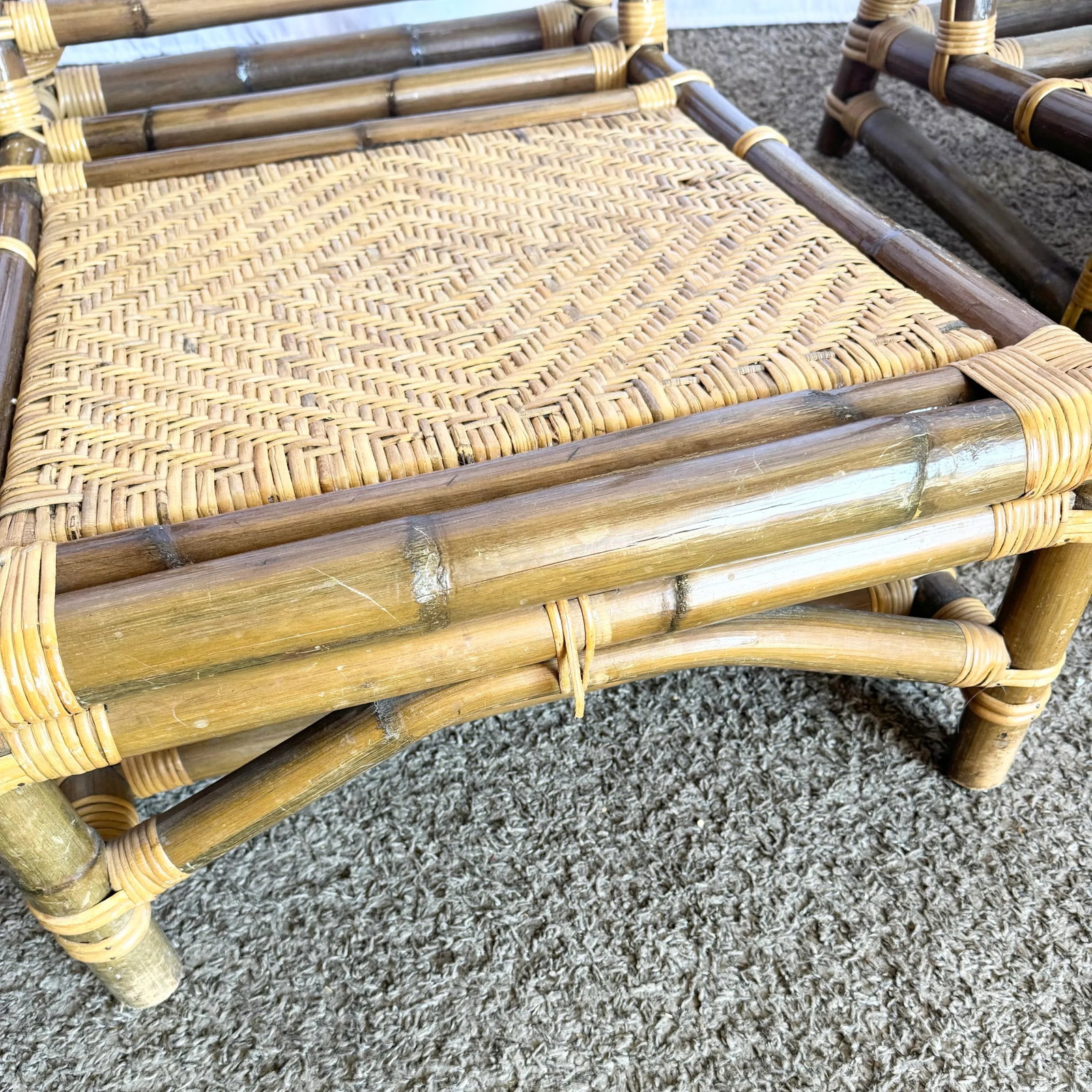 Boho Chic Bamboo Wicker Modular Sofa, Lounge Chair and Side Table Set by Calif-Asia - 5 Pieces - 12