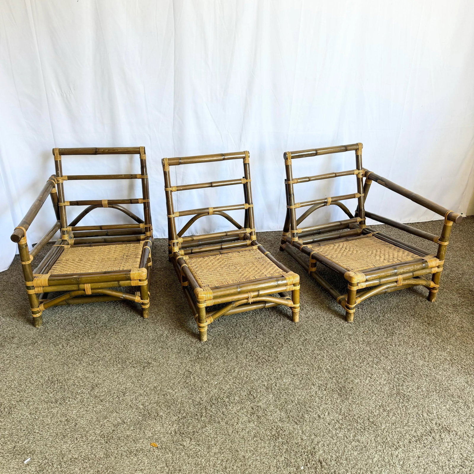 Boho Chic Bamboo Wicker Modular Sofa, Lounge Chair and Side Table Set by Calif-Asia - 5 Pieces - 3