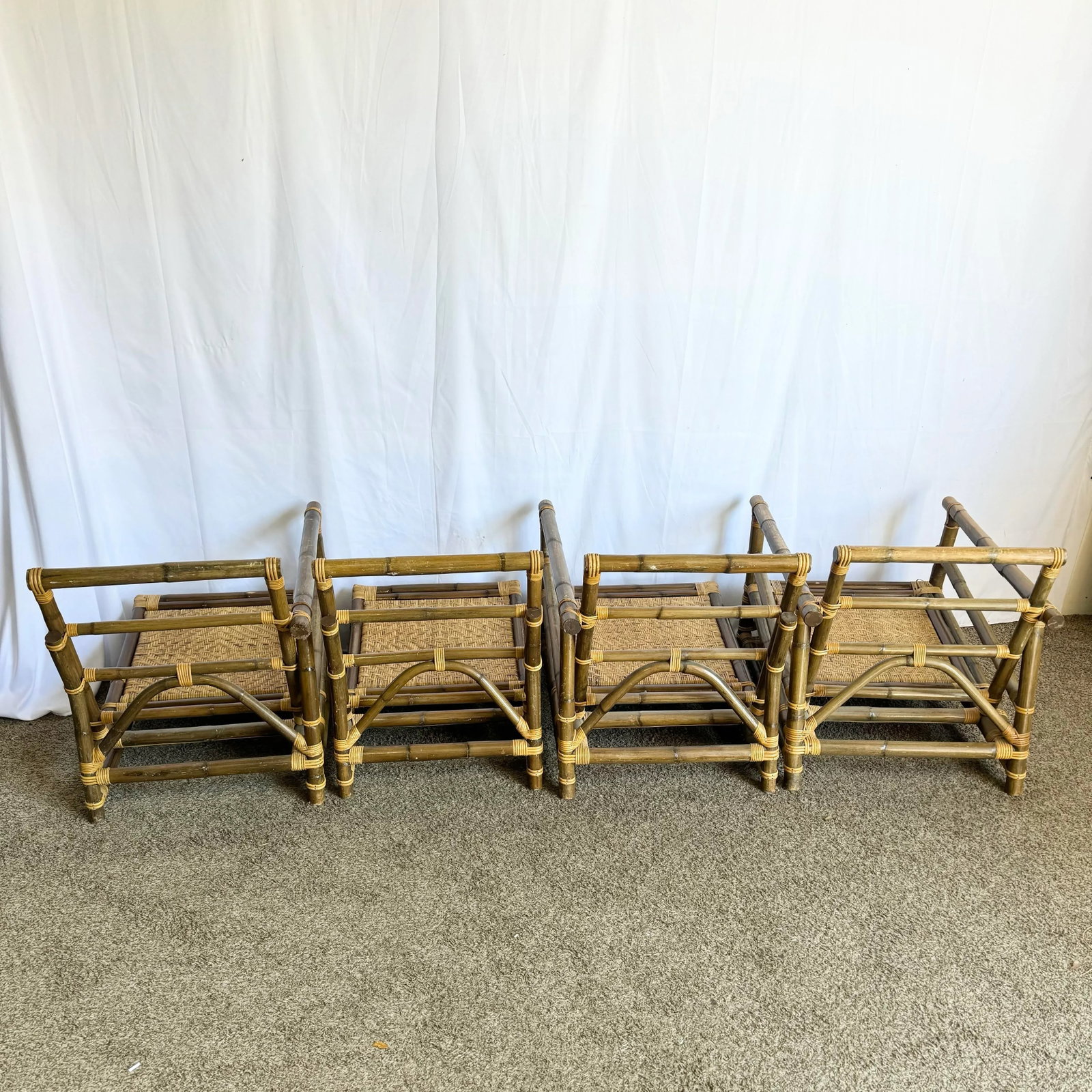 Boho Chic Bamboo Wicker Modular Sofa, Lounge Chair and Side Table Set by Calif-Asia - 5 Pieces - 4