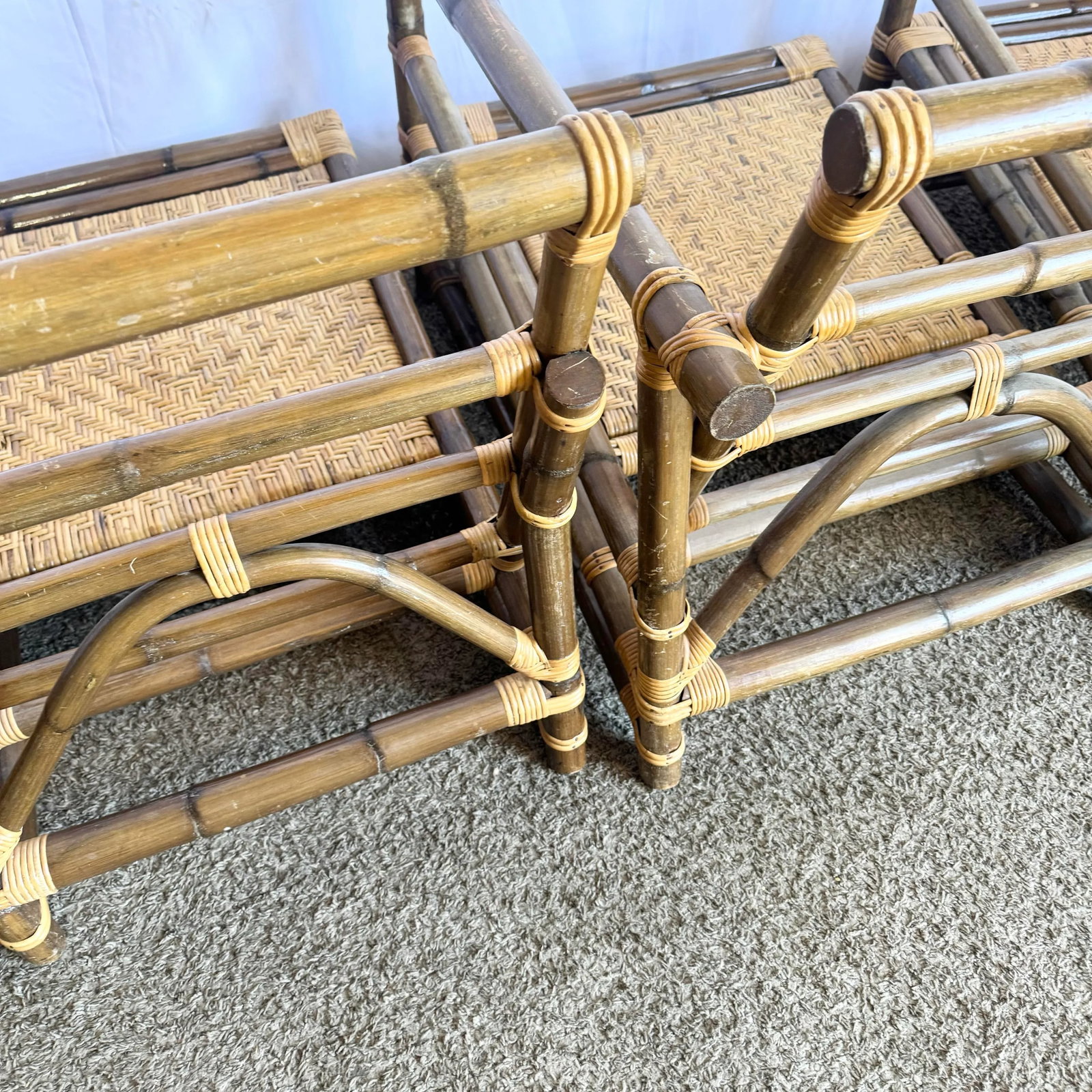 Boho Chic Bamboo Wicker Modular Sofa, Lounge Chair and Side Table Set by Calif-Asia - 5 Pieces - 8