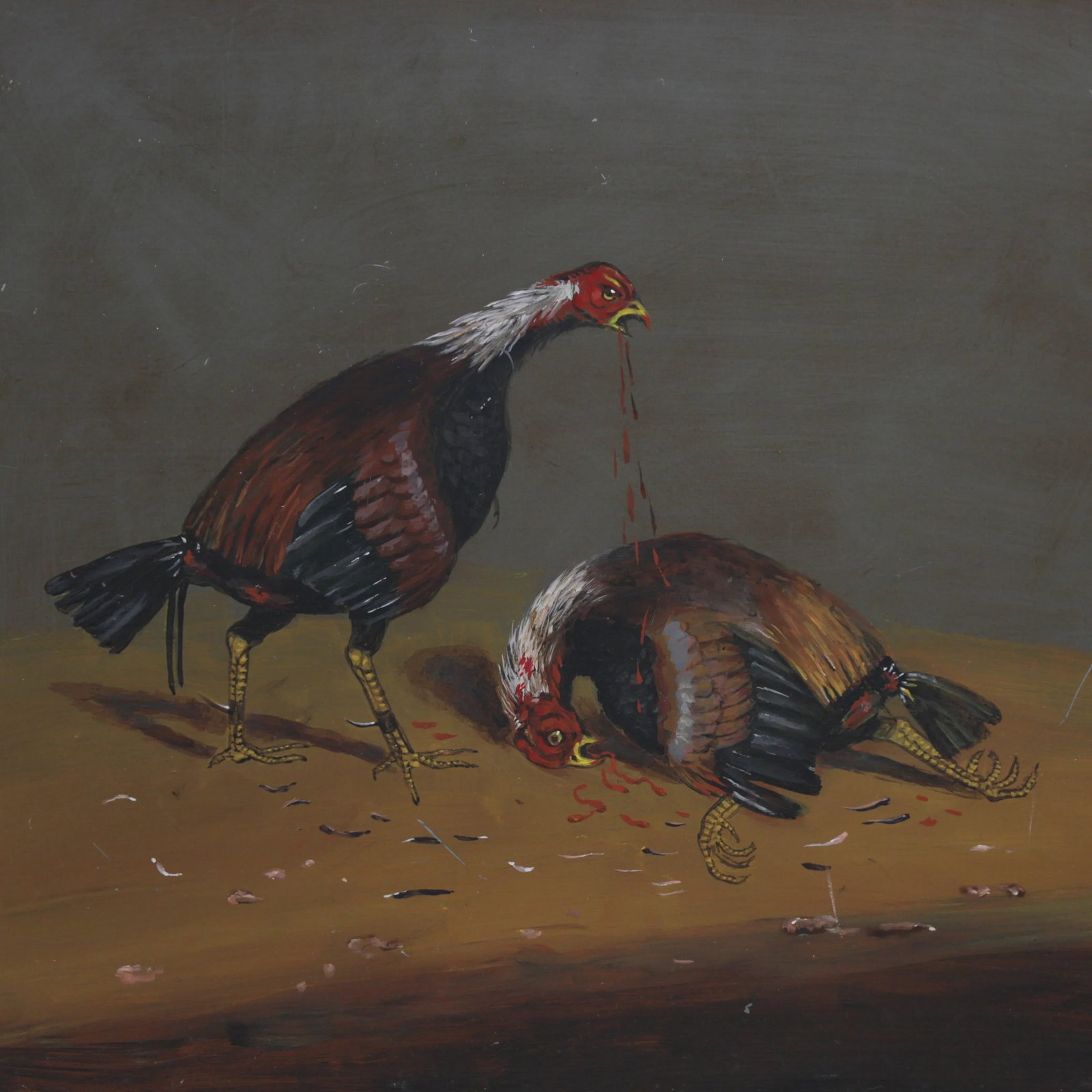 Traditional Painting of Two Roosters in a Fight on Iron - Part 4 - 2