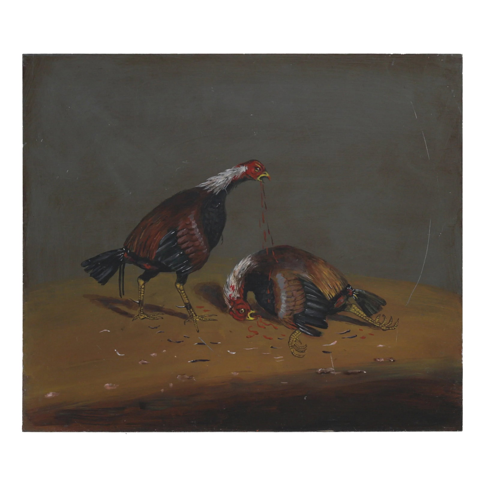 Traditional Painting of Two Roosters in a Fight on Iron - Part 4 - 4