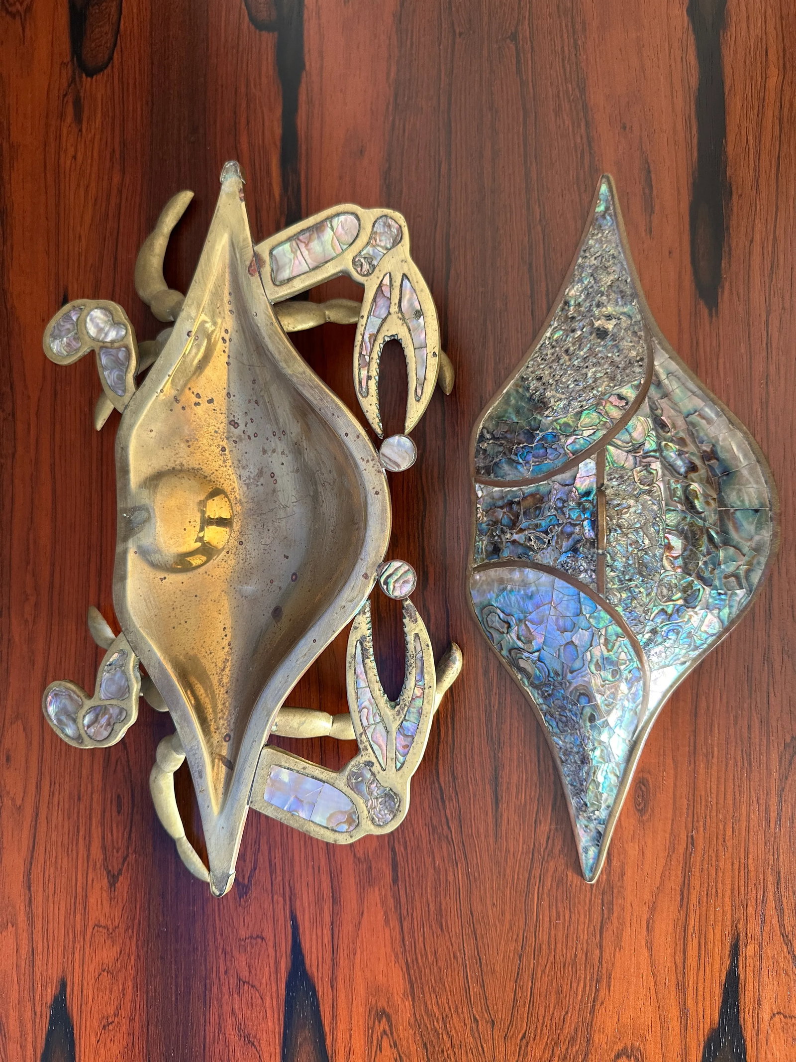 1970s Brass Crab Sculpture Trinket Box - 2