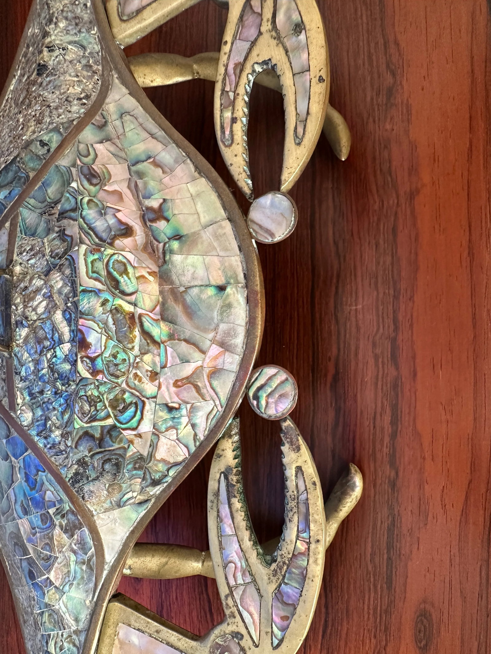 1970s Brass Crab Sculpture Trinket Box - 3