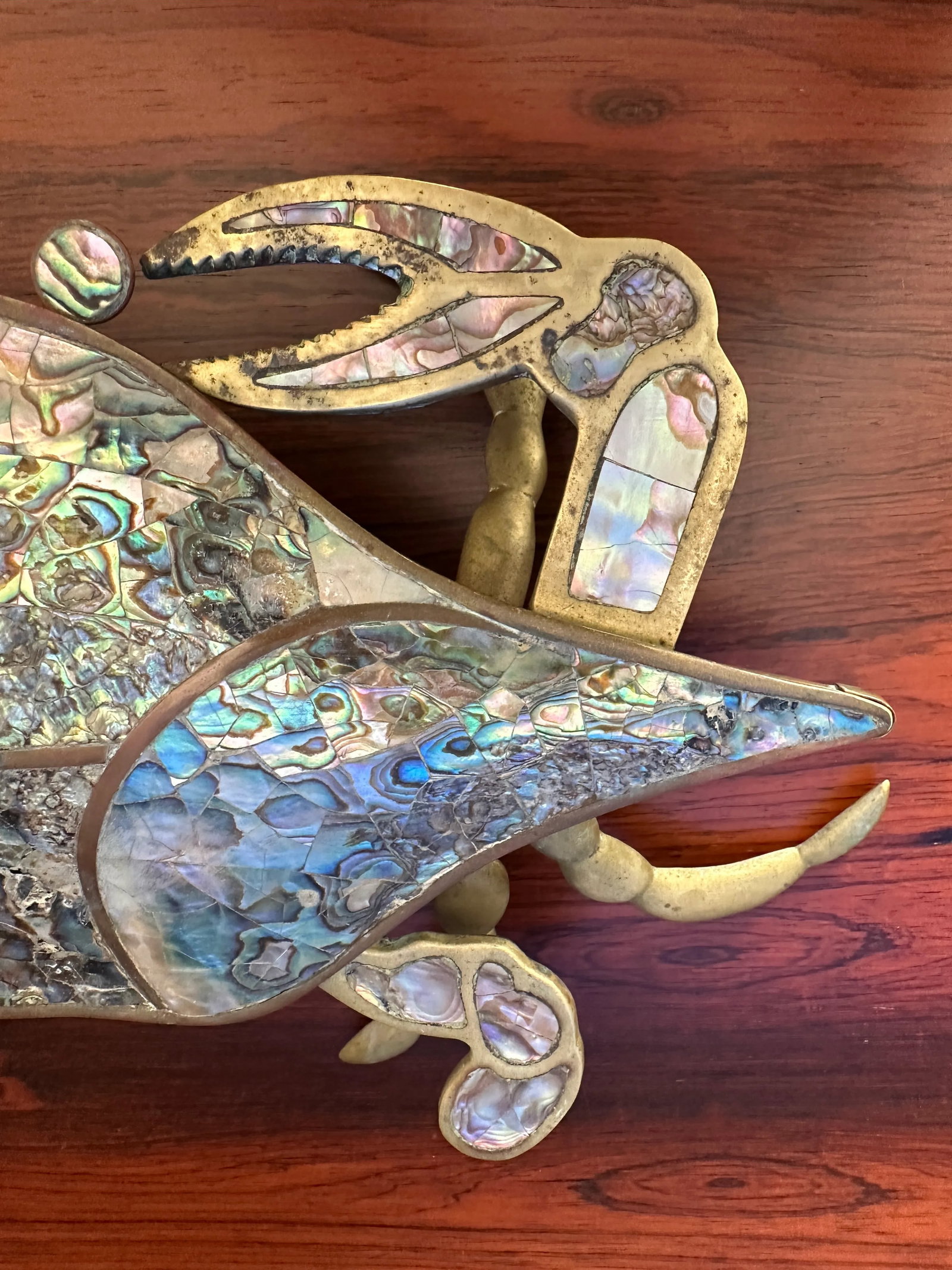 1970s Brass Crab Sculpture Trinket Box - 4