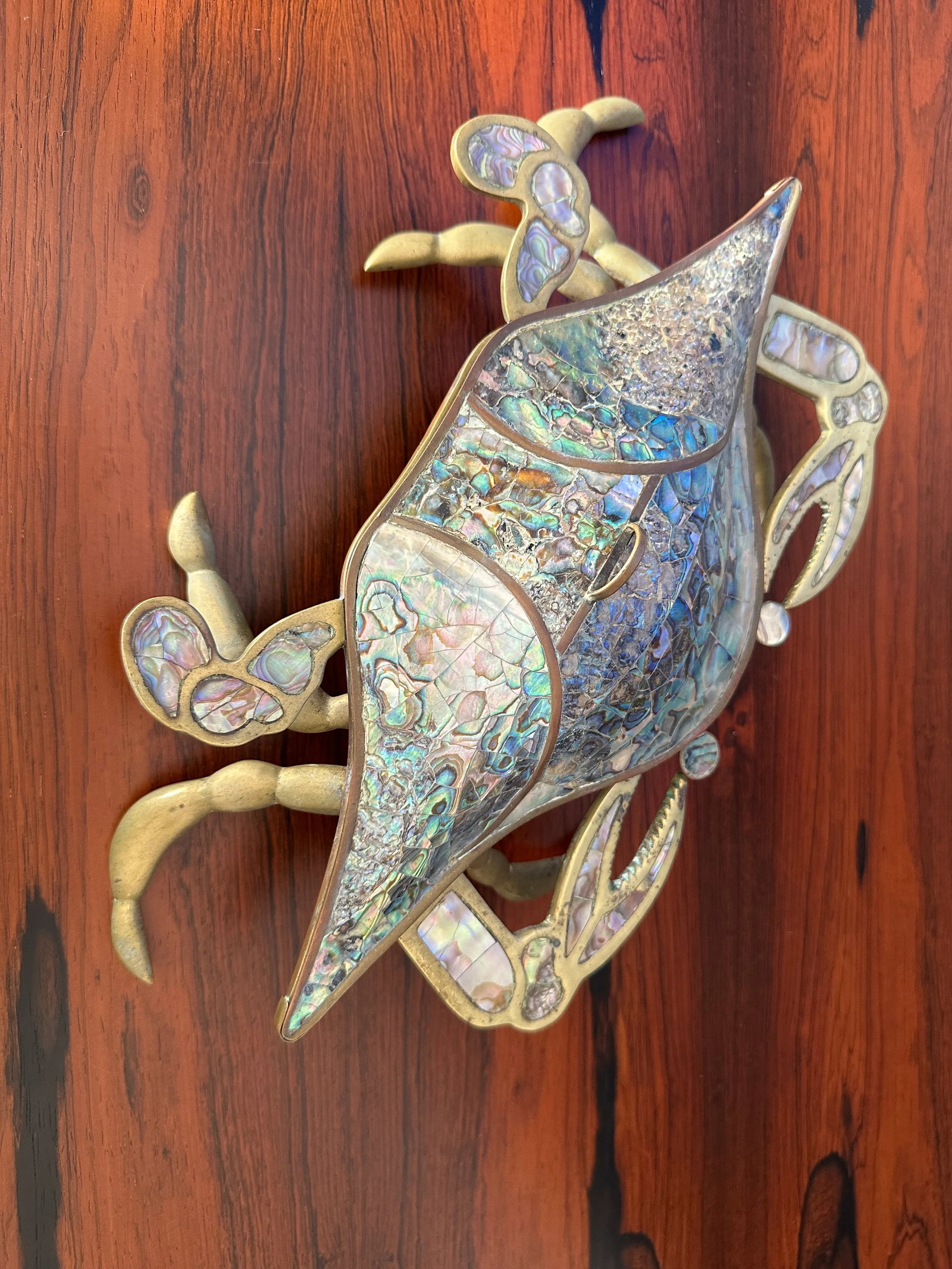 1970s Brass Crab Sculpture Trinket Box - 6