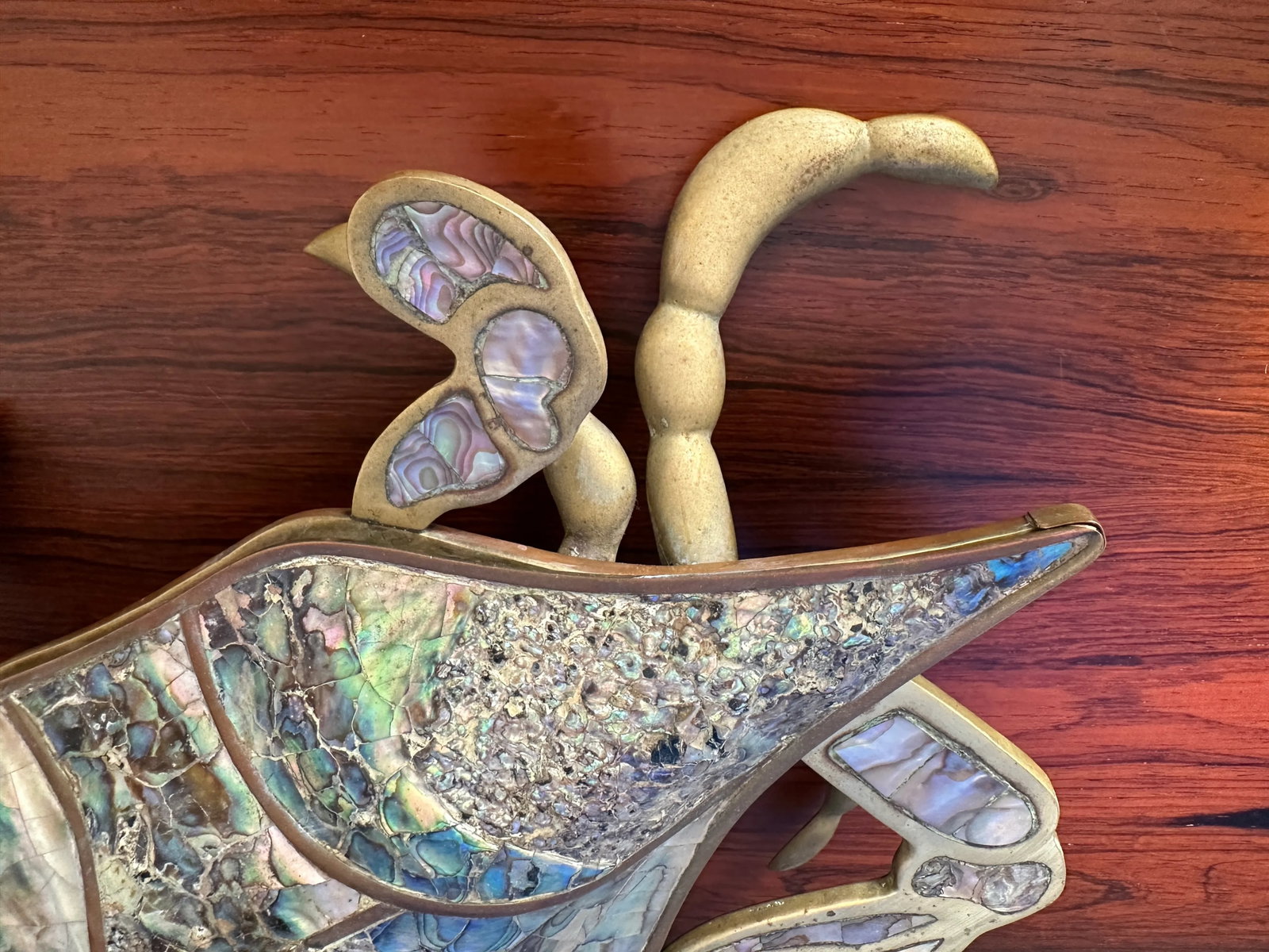 1970s Brass Crab Sculpture Trinket Box - 7