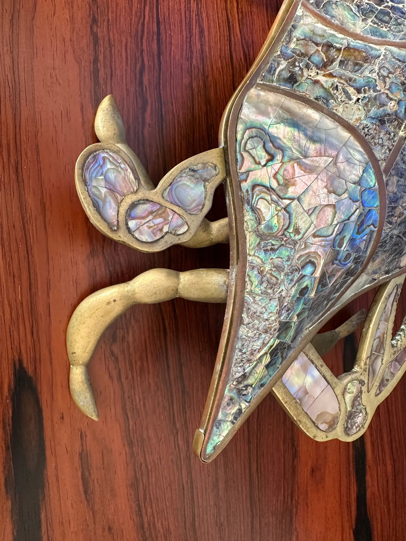 1970s Brass Crab Sculpture Trinket Box - 8