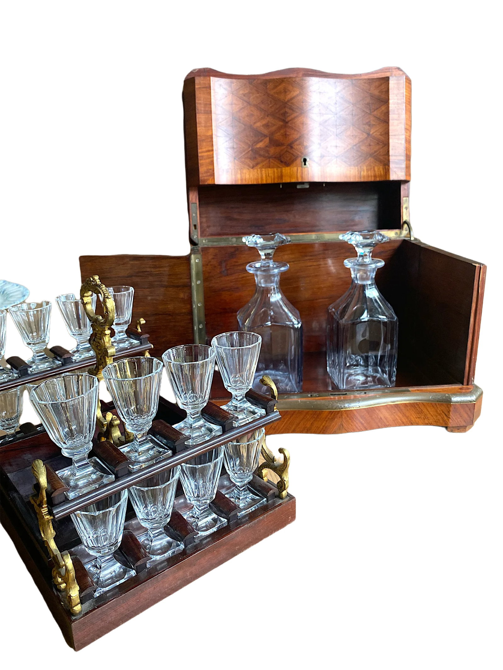 Late 19th Century French Napoleon III Marquetry Tantalus Cellarette Liquor Cabinet With Original Cry - 10