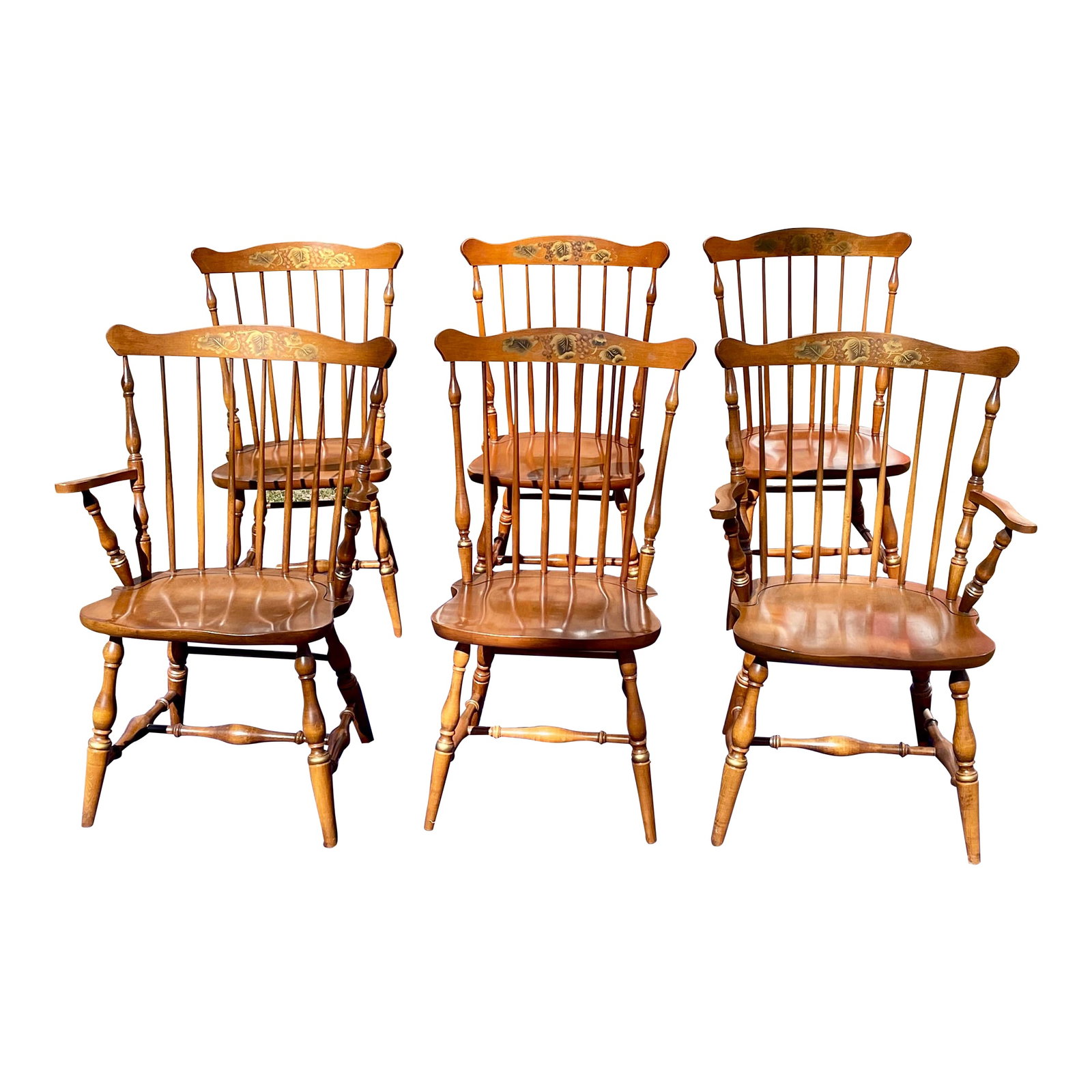 Late 20th Century L. Hitchcock Fan Back Windsor Dining Chairs Set of 6 (1 of 12)